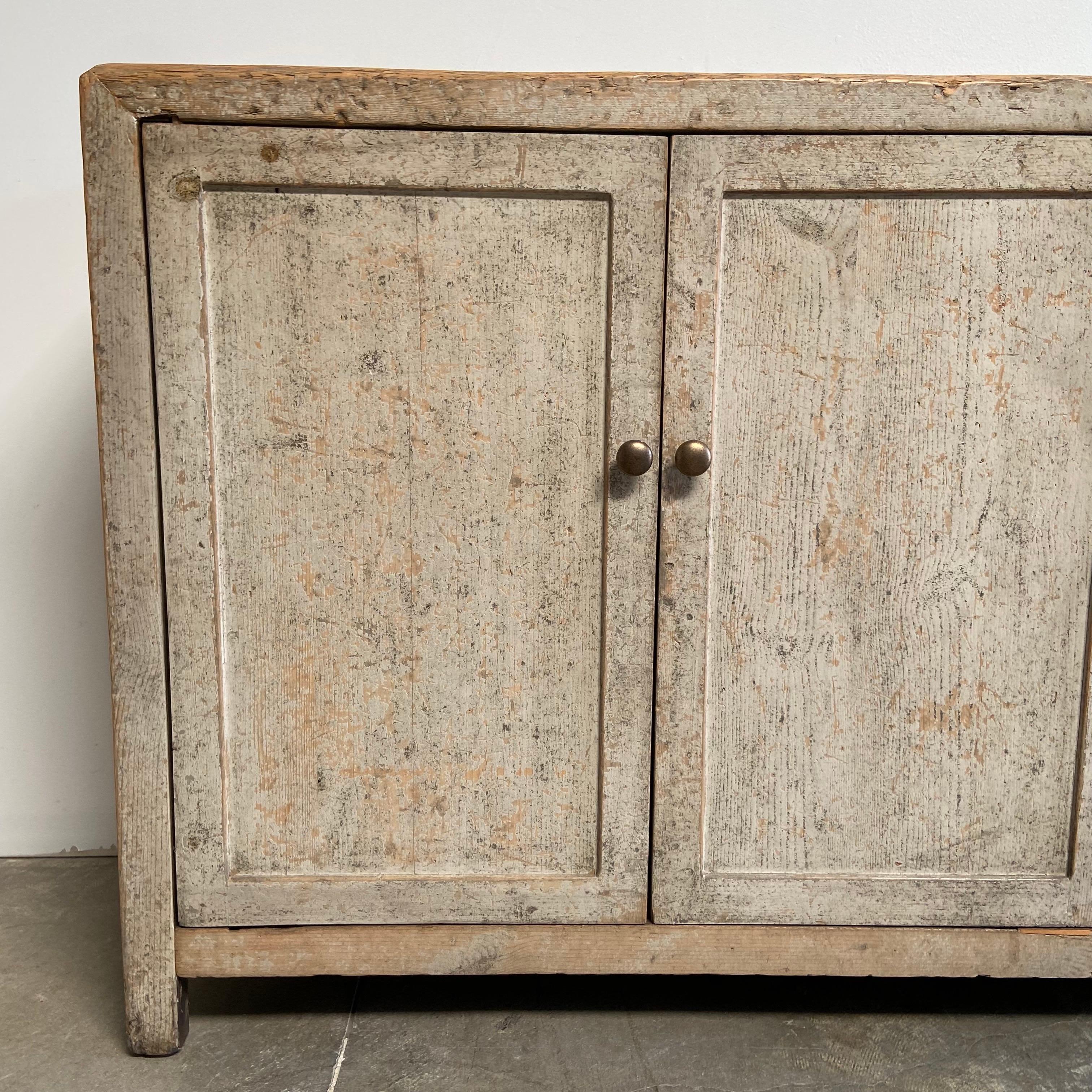 Custom Reclaimed Painted and Distressed Cabinet Console with Doors 2