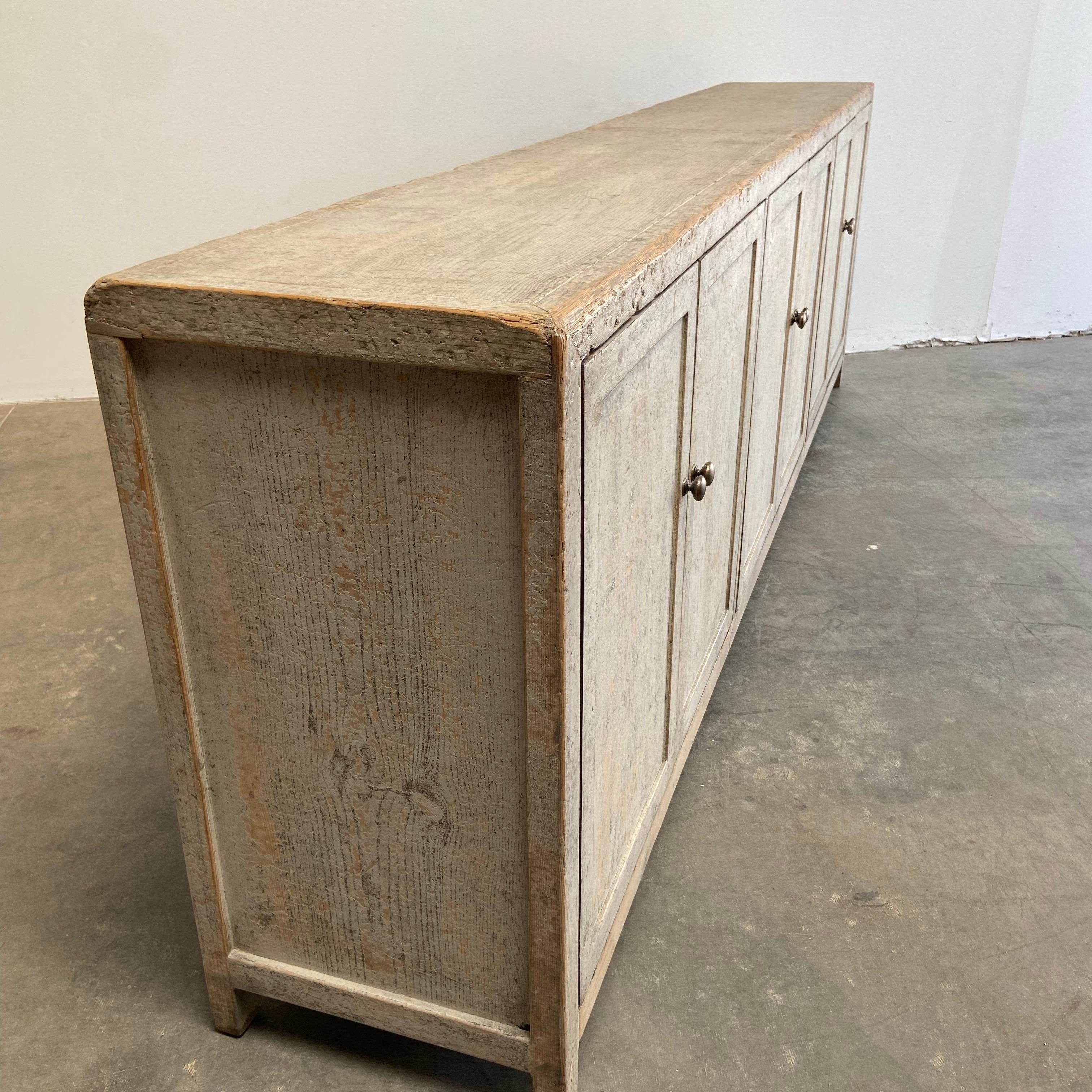 Custom Reclaimed Painted and Distressed Cabinet Console with Doors 3
