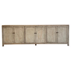 Custom Reclaimed Painted and Distressed Cabinet Console with Doors