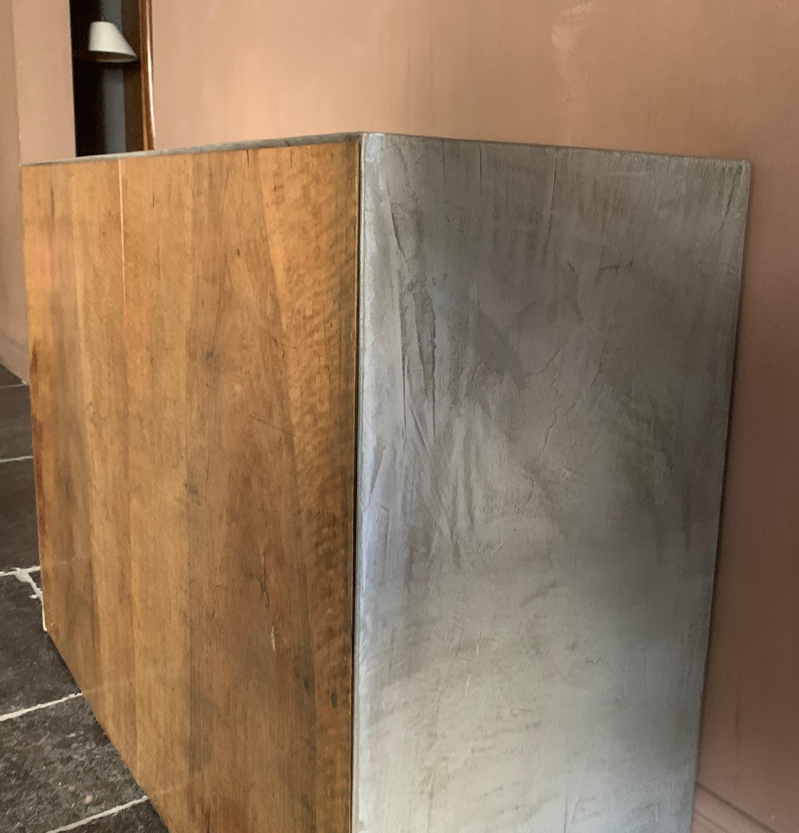 Contemporary Custom Reclaimed Walnut and Marbleplaster Chest of Drawers For Sale