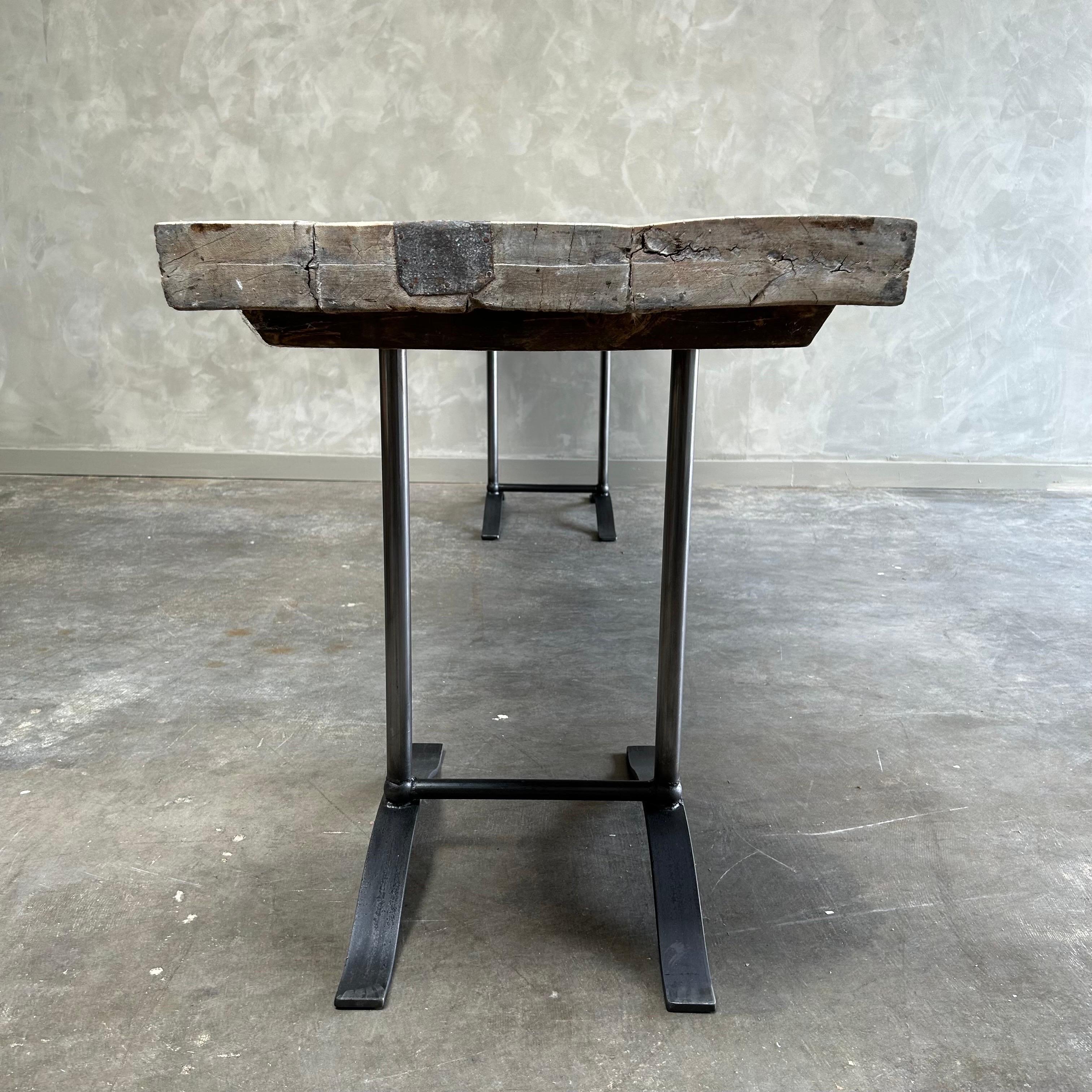 Custom Reclaimed Wood and Iron Console Table 8