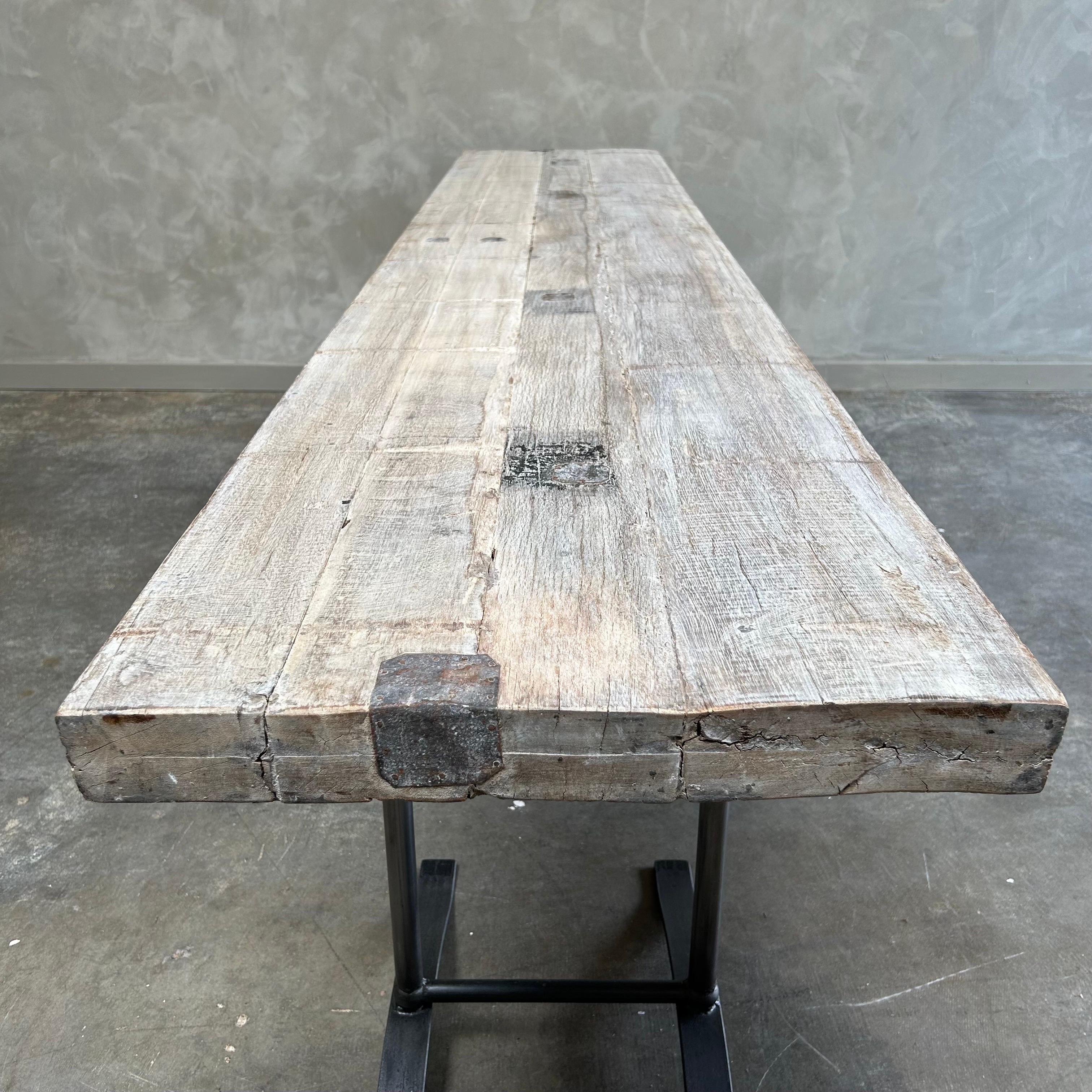 Custom Reclaimed Wood and Iron Console Table 9