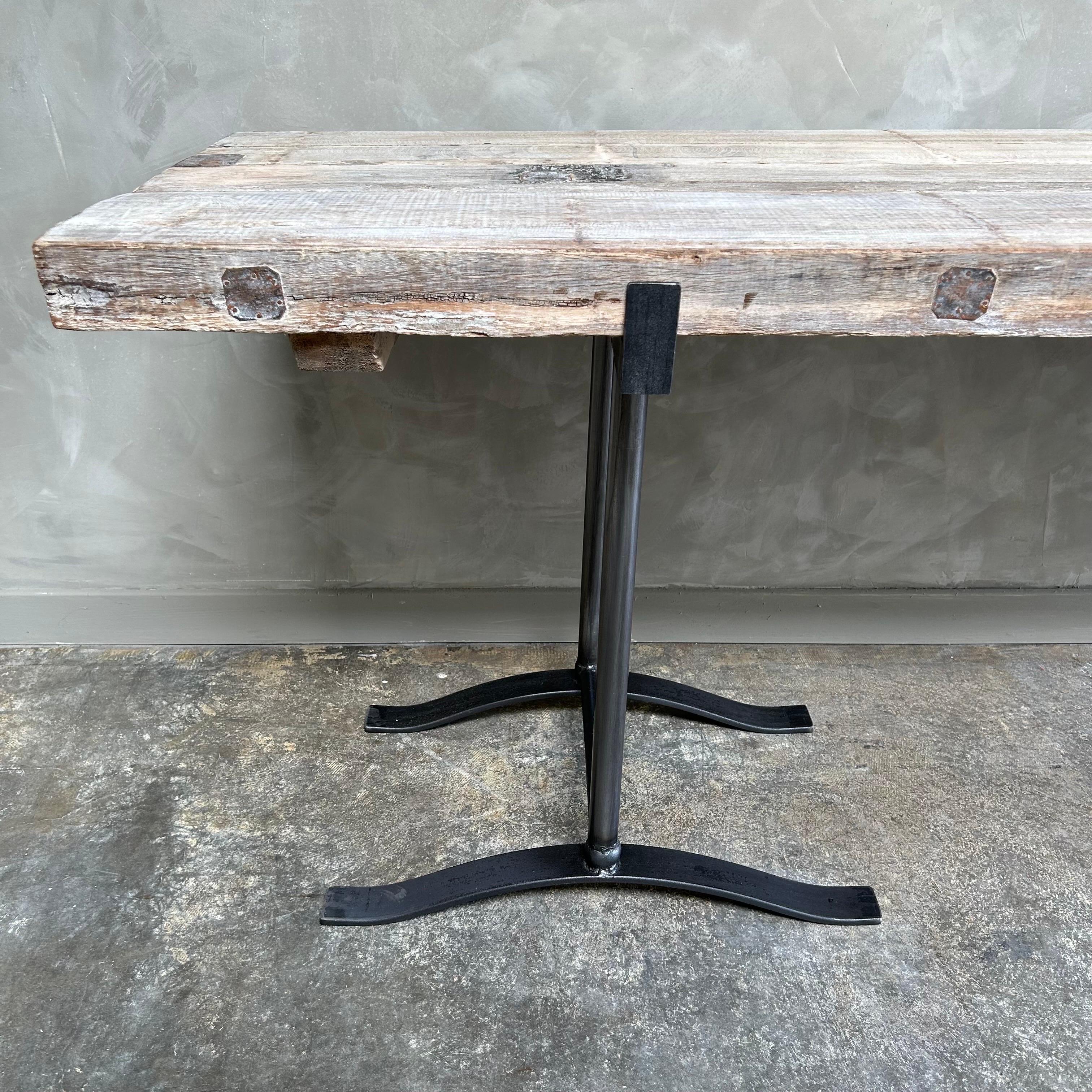 Metal Custom Reclaimed Wood and Iron Console Table