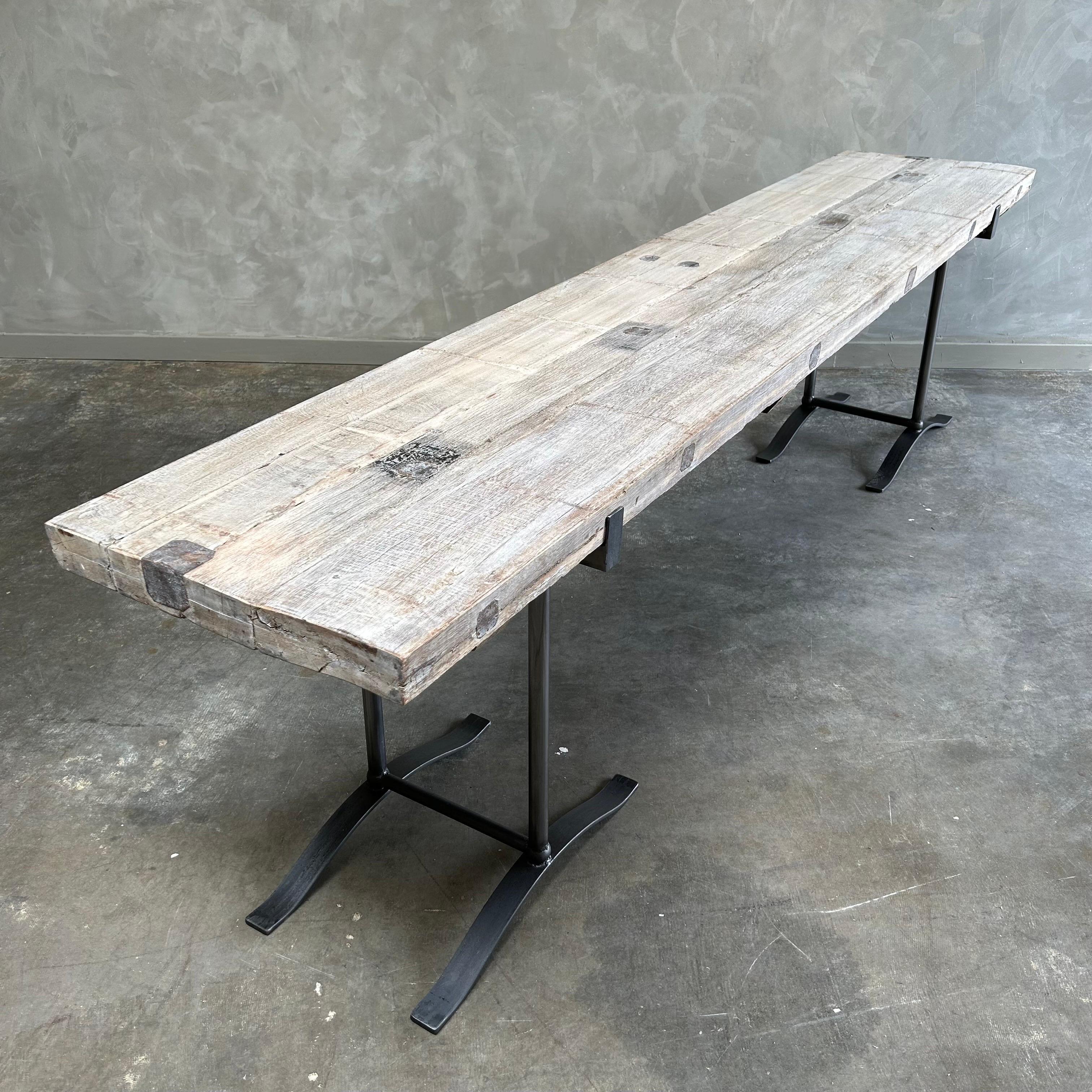 Custom Reclaimed Wood and Iron Console Table 2
