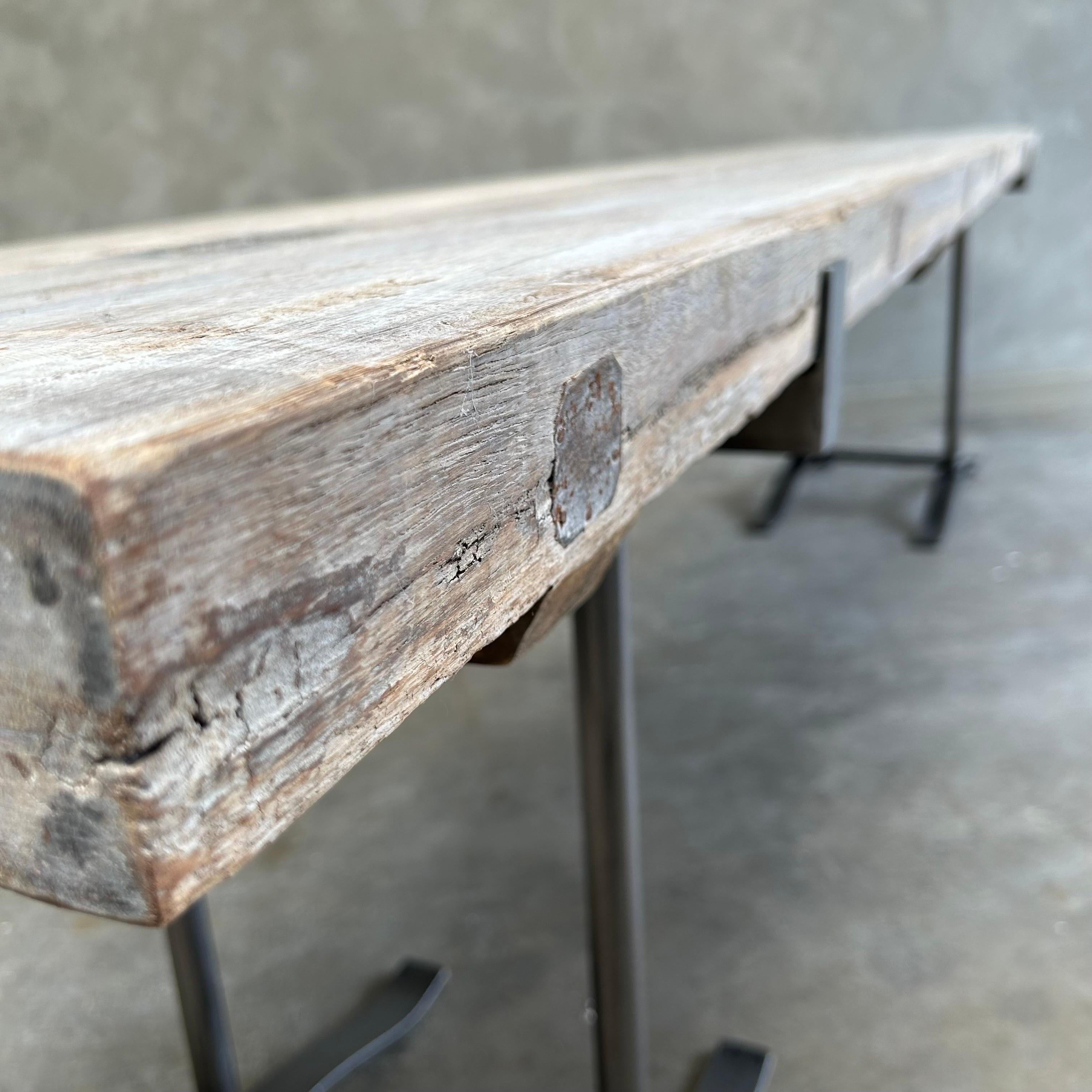 Custom Reclaimed Wood and Iron Console Table 4