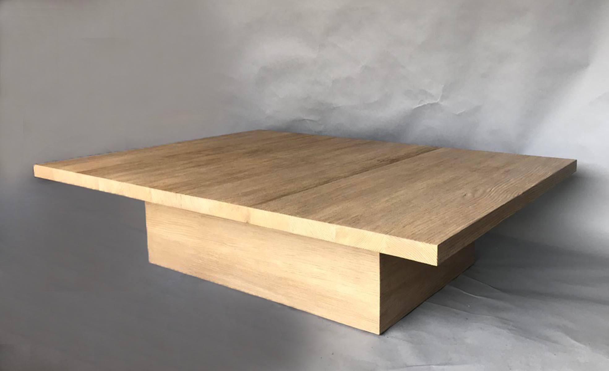 Custom  Douglas fir coffee table with cube base. Can be made in custom sizes and finishes. As seen here in open grain and light latte. Made in Los Angeles.
DUE TO CHANGING PRICES OF WOOD AND LABOR, CUSTOM PRICES ARE SUBJECT TO CHANGE. PLEASE INQUIRE