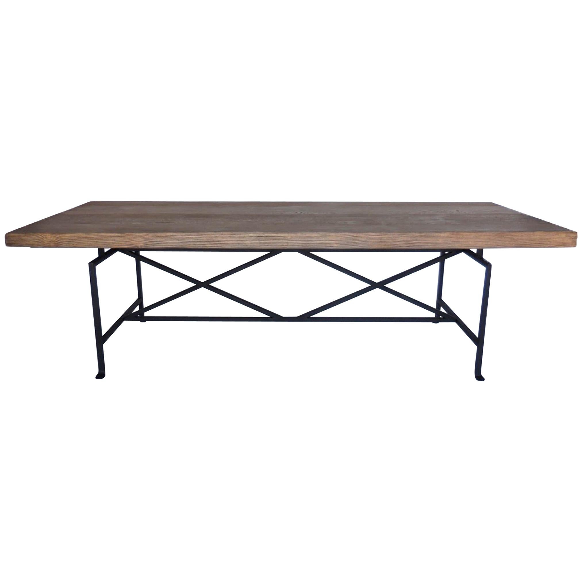 Custom Reclaimed Wood Table with Iron Base