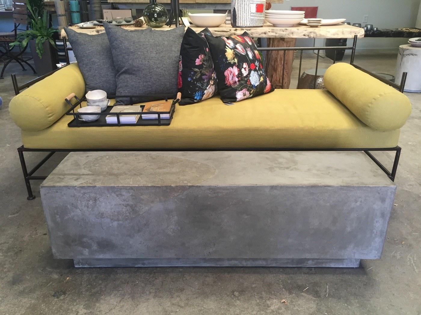 American Custom Rectangular Concrete Bench, 'Skye' For Sale