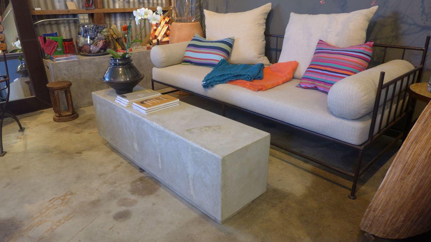 Cast Custom Rectangular Concrete Bench, 'Skye' For Sale