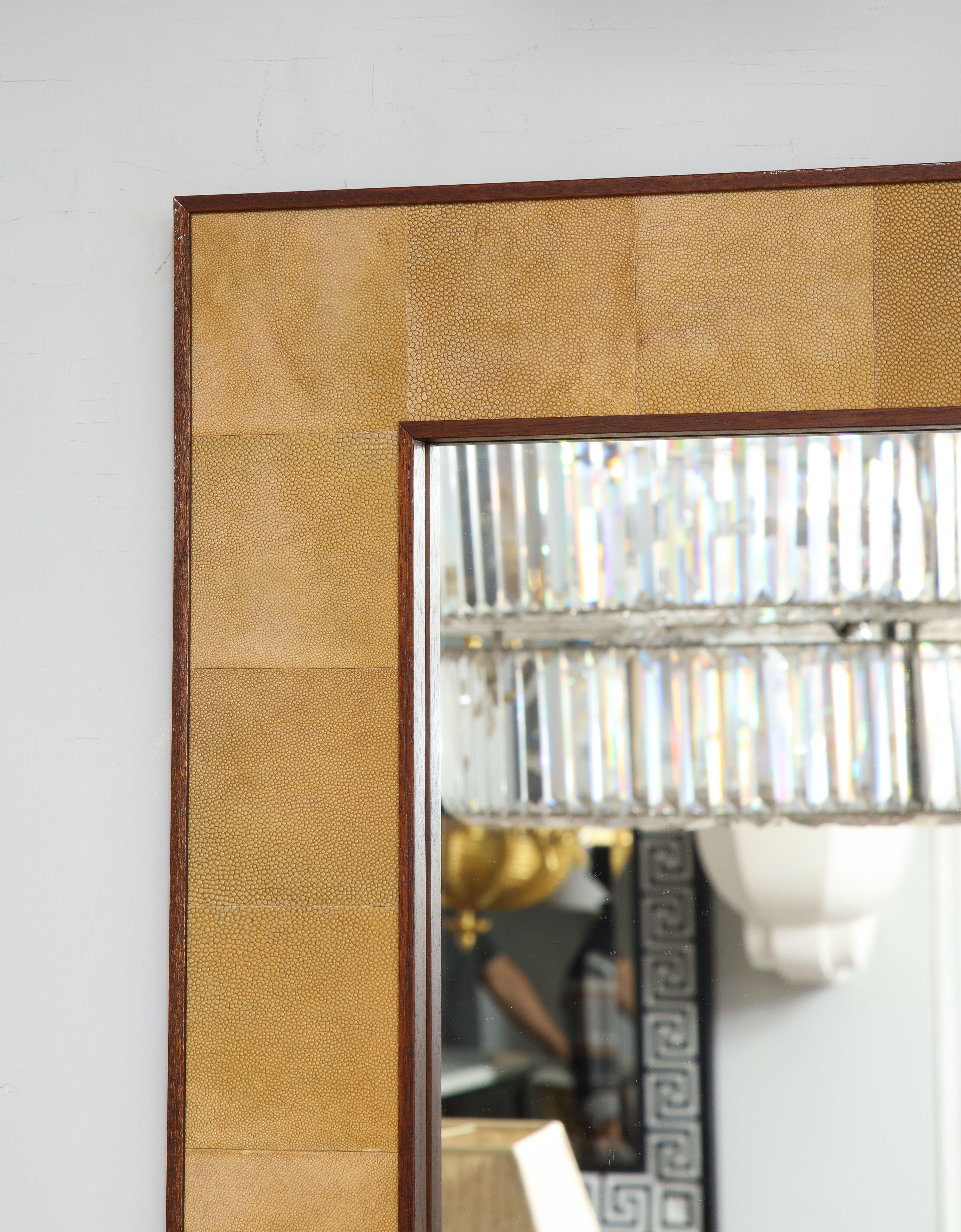 American Custom Rectangular Shagreen Mirror For Sale