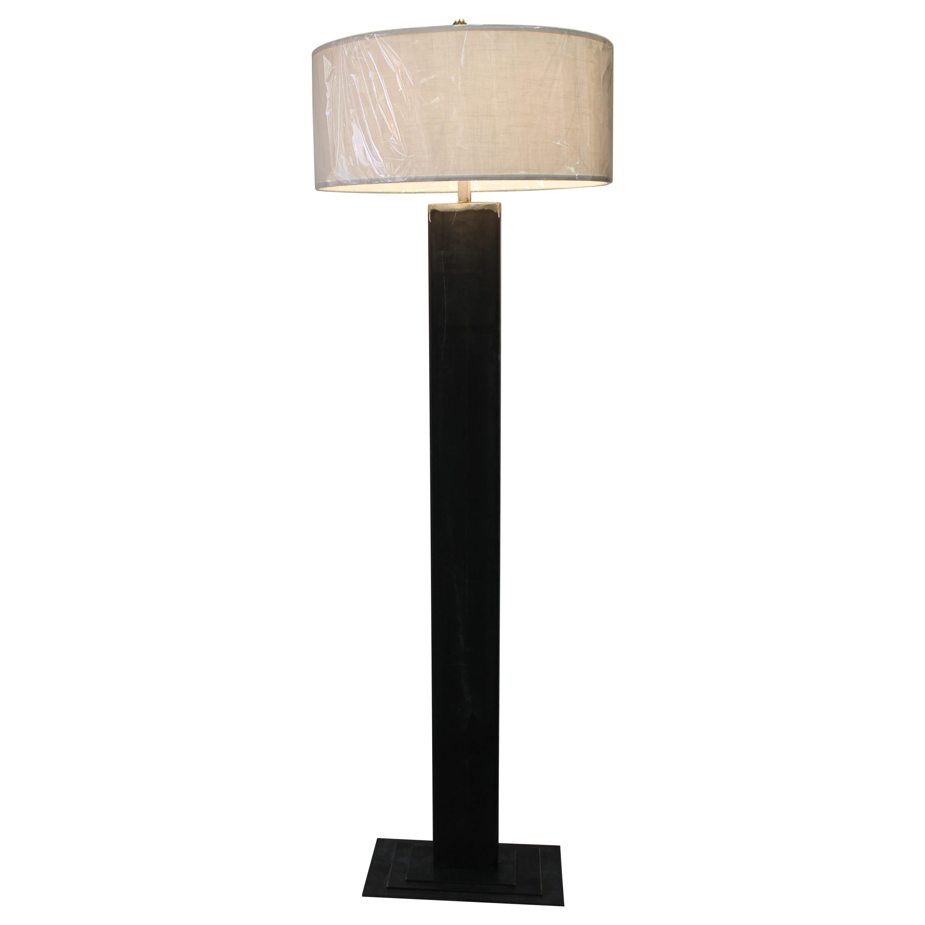 Custom Rectangular Steel Floor Lamp For Sale