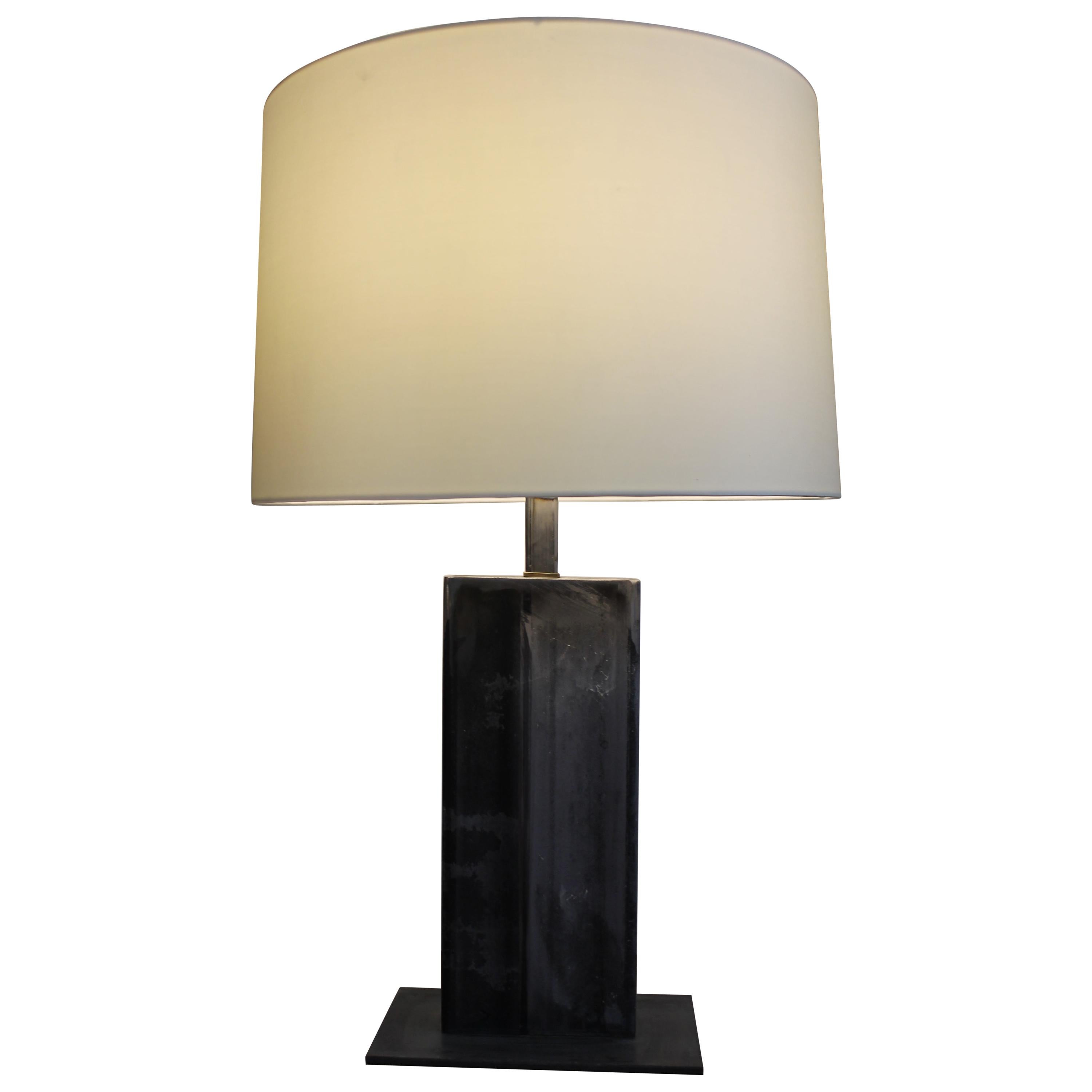 Custom Rectangular Steel Table Lamp, Medium Version For Sale