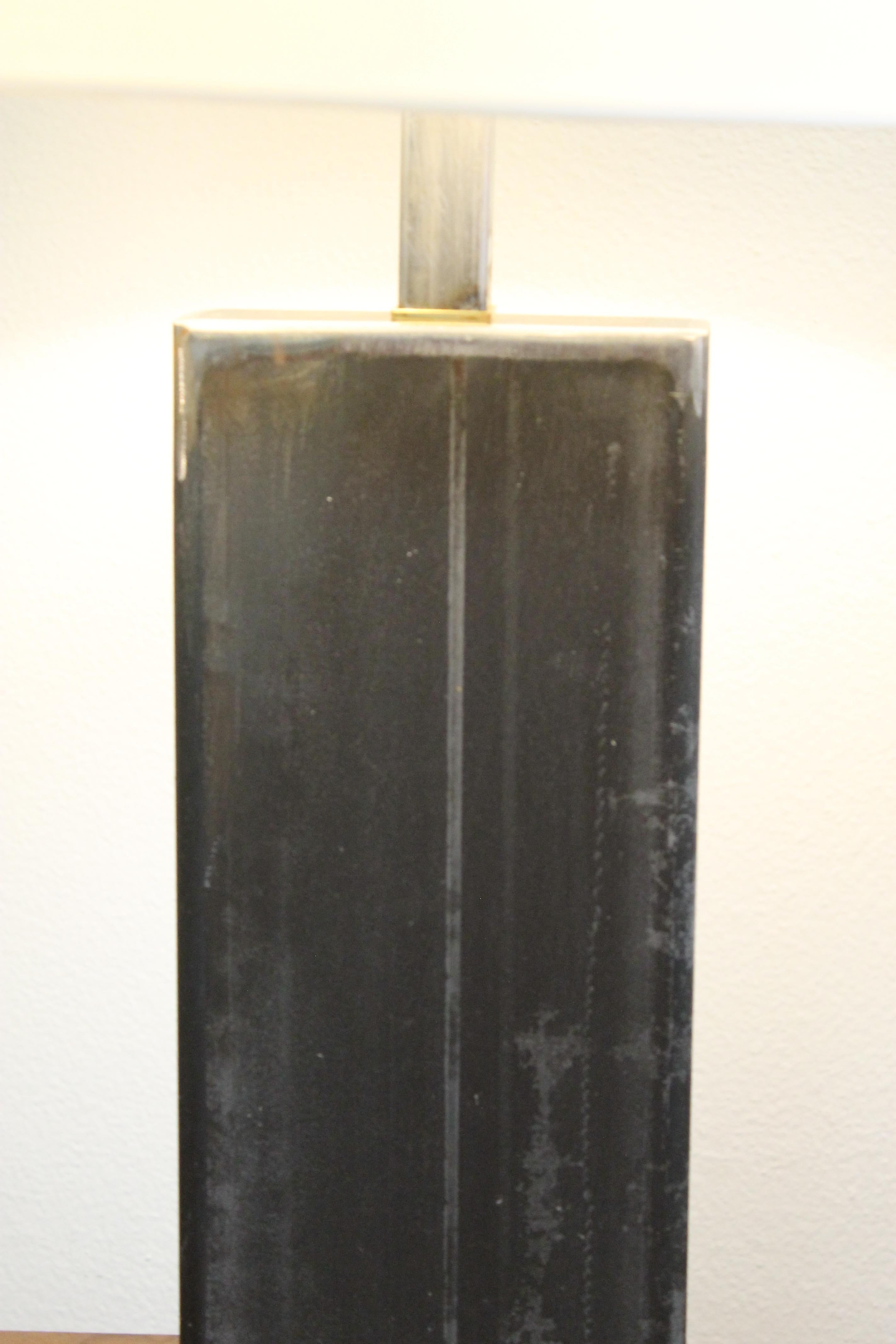 American Custom Rectangular Steel Table Lamp, Large Version