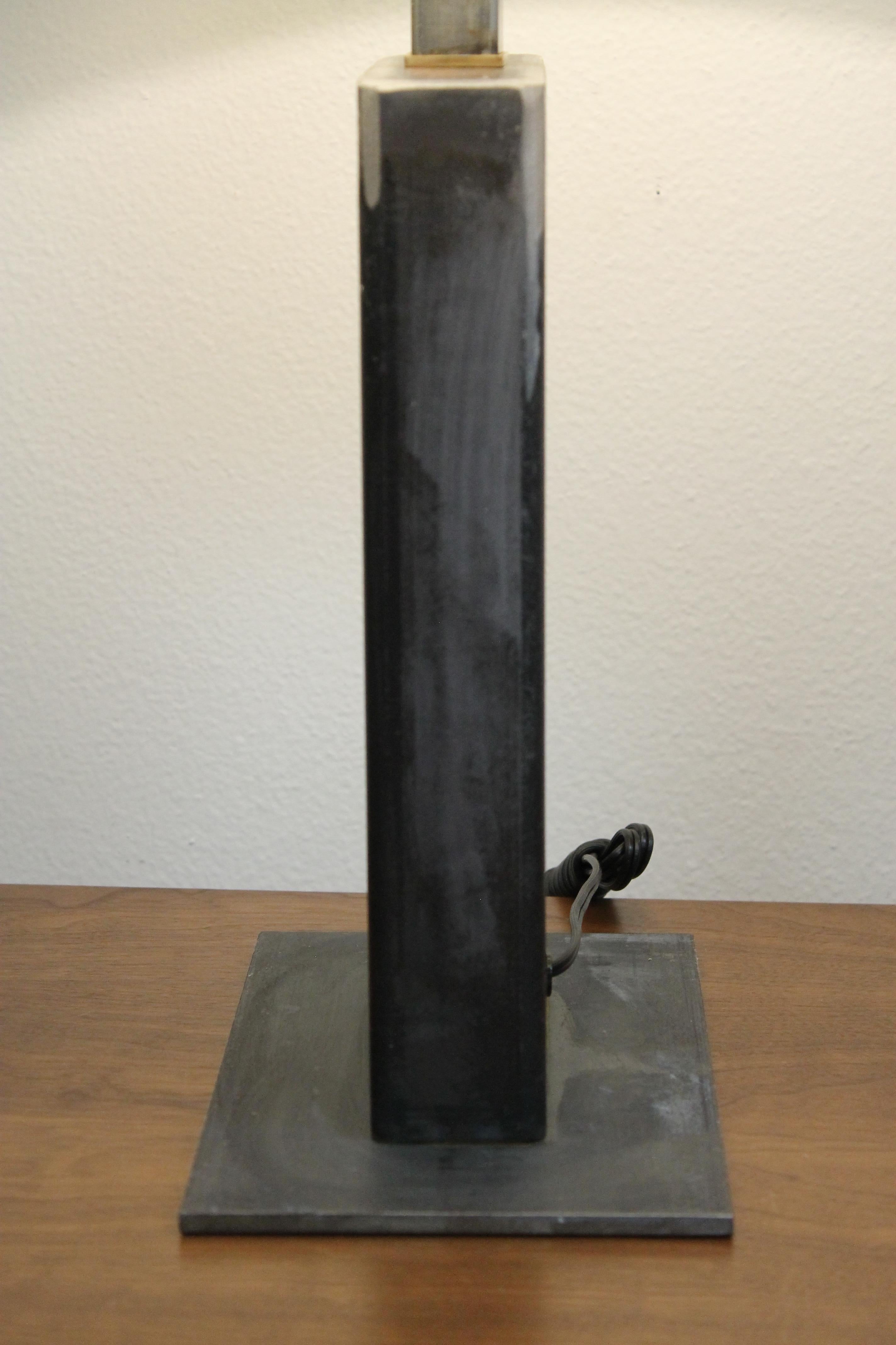 American Custom Rectangular Steel Table Lamp, Small Version