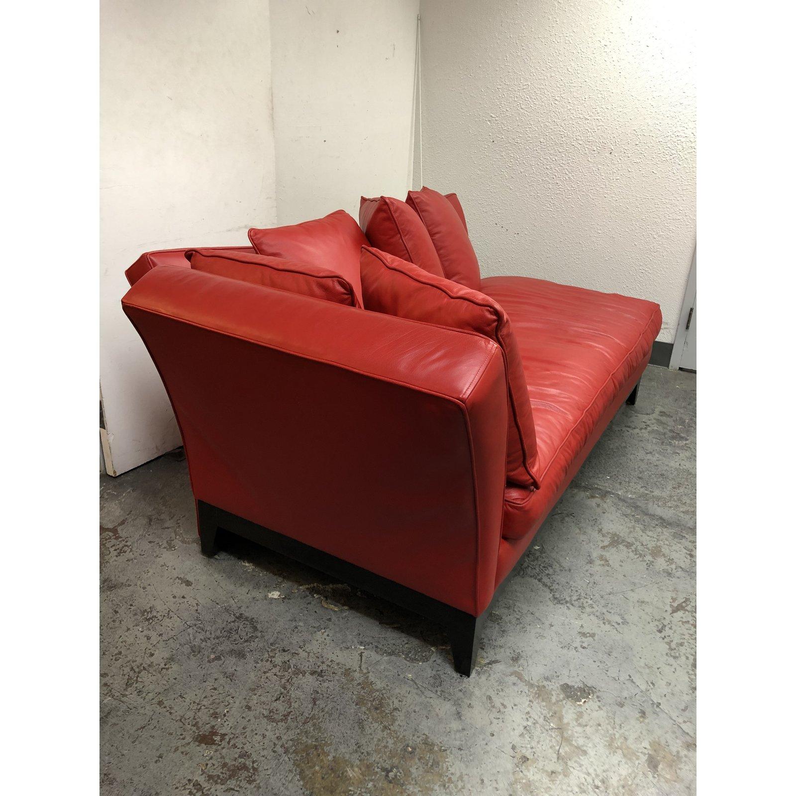 Custom Red Leather Chaise Sofa Lounge For Sale 5