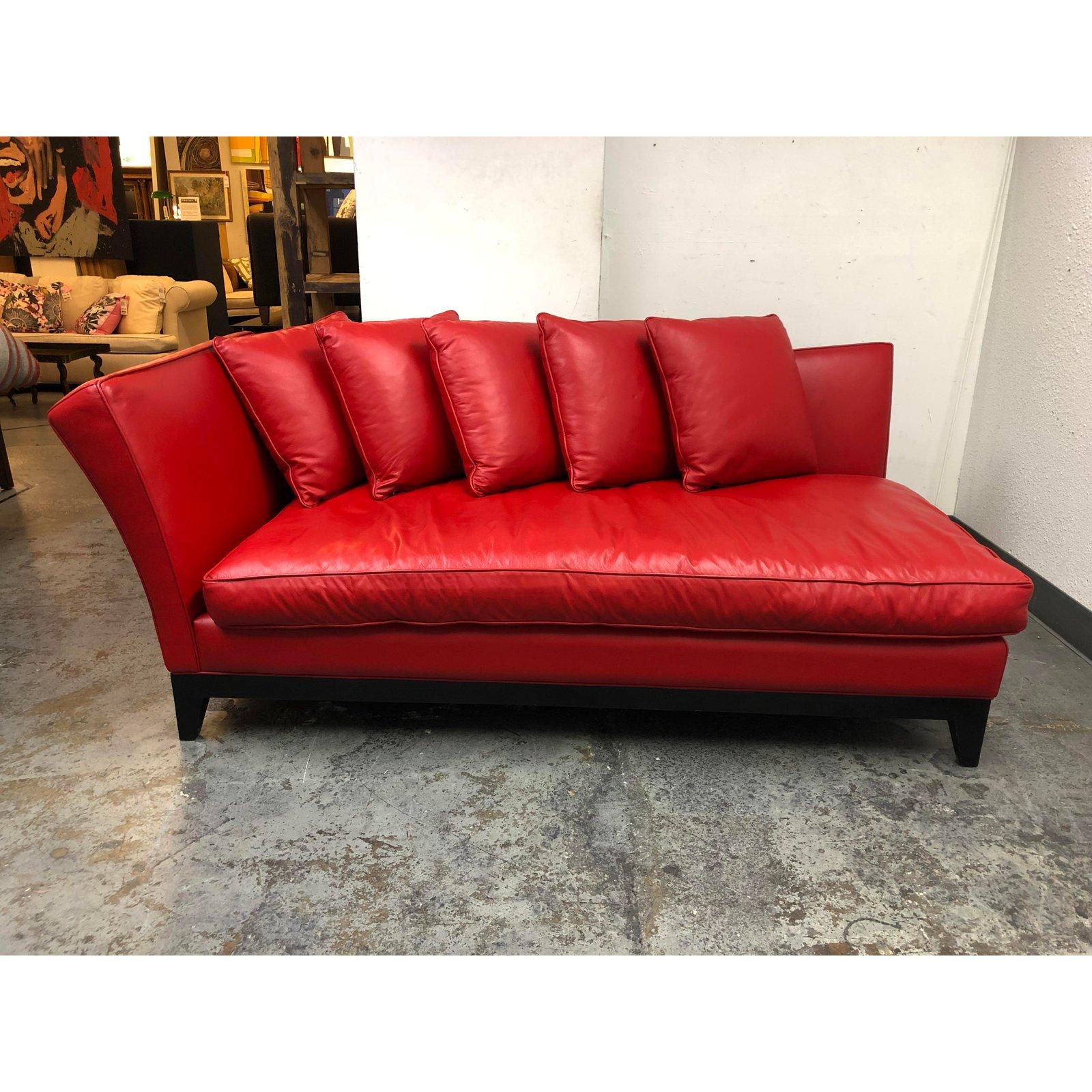 Contemporary Custom Red Leather Chaise Sofa Lounge For Sale