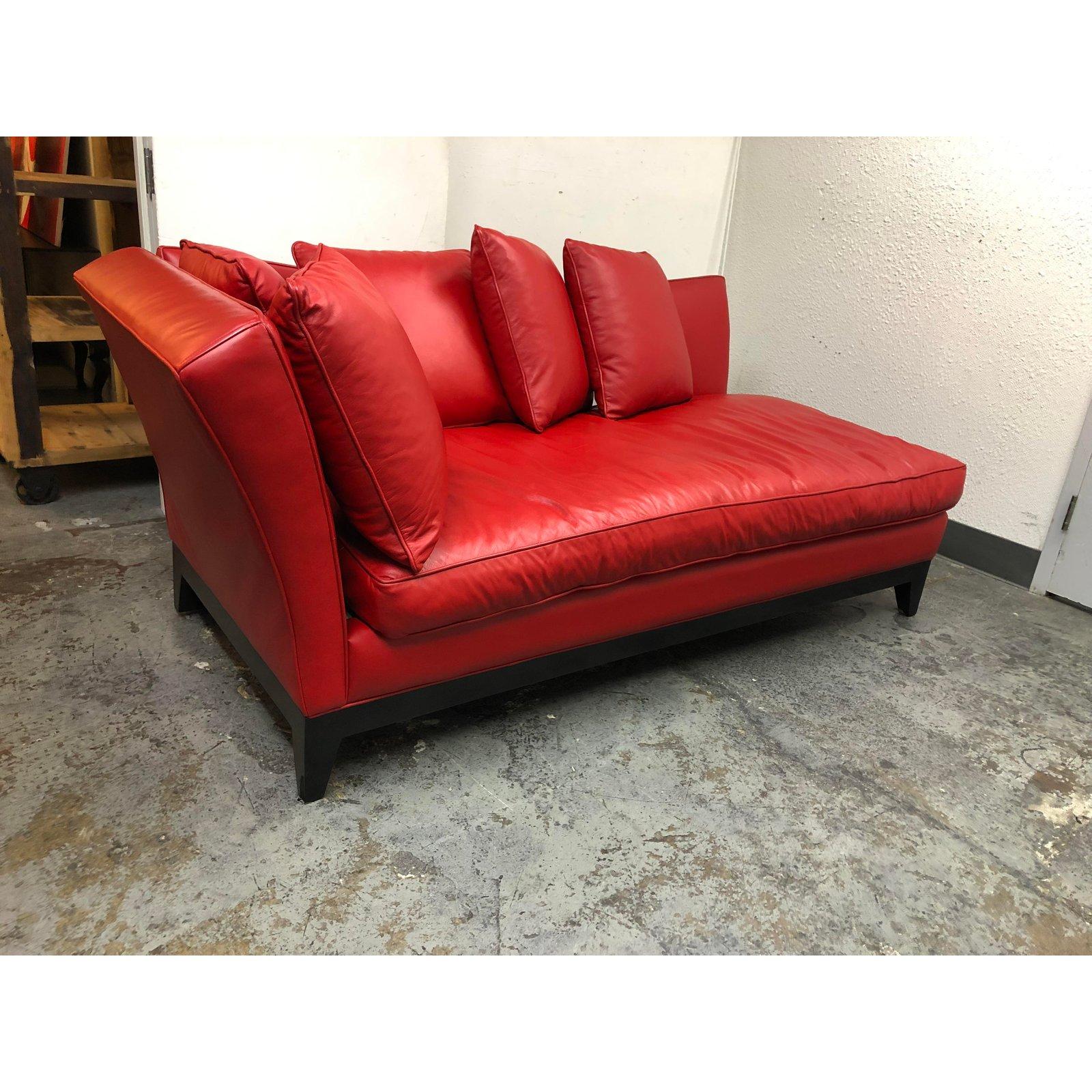 Custom Red Leather Chaise Sofa Lounge For Sale 1