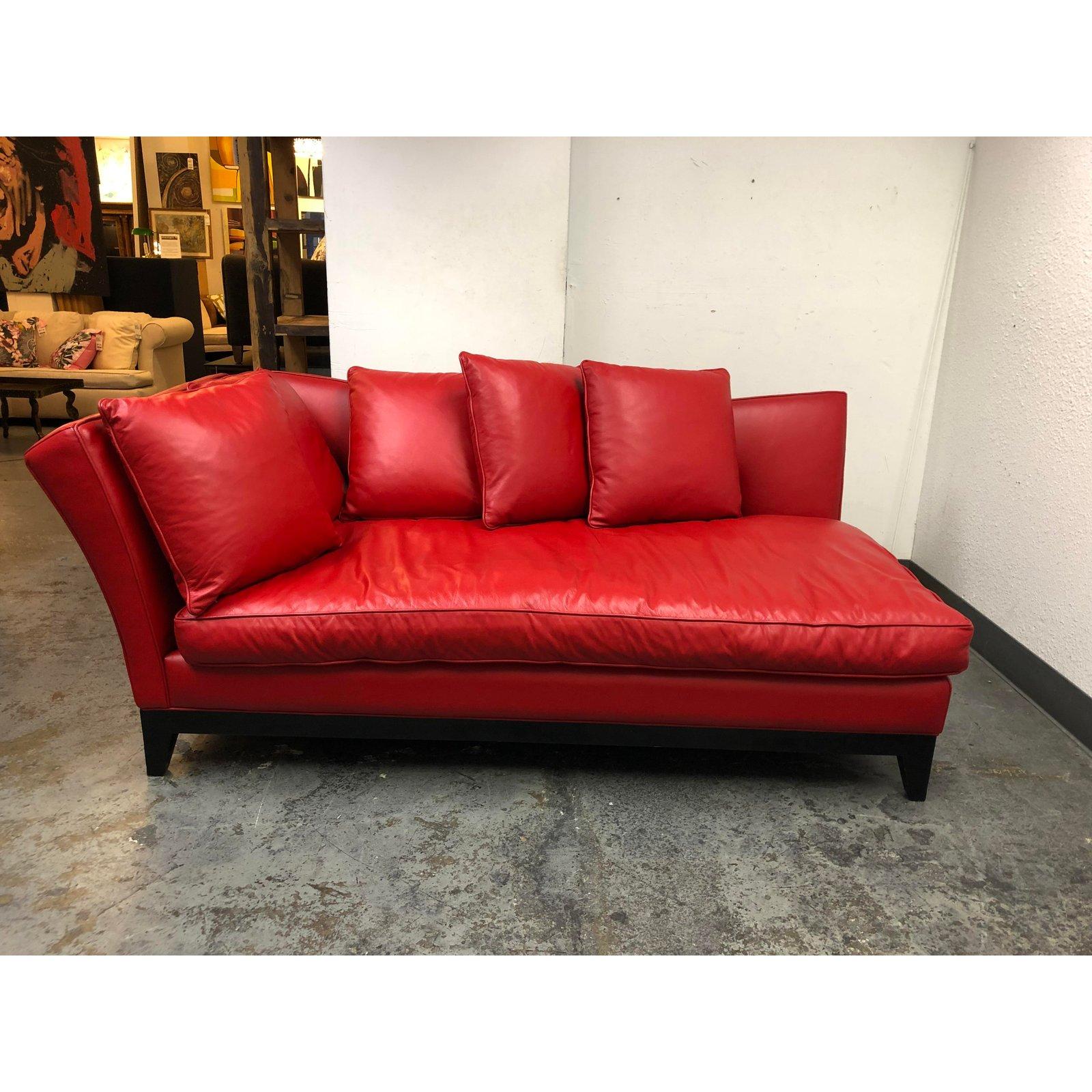 Custom Red Leather Chaise Sofa Lounge For Sale 2