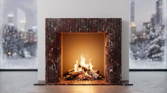 Custom Red Marble Fireplace Mantel, Luxury Stone Fireplace Surround