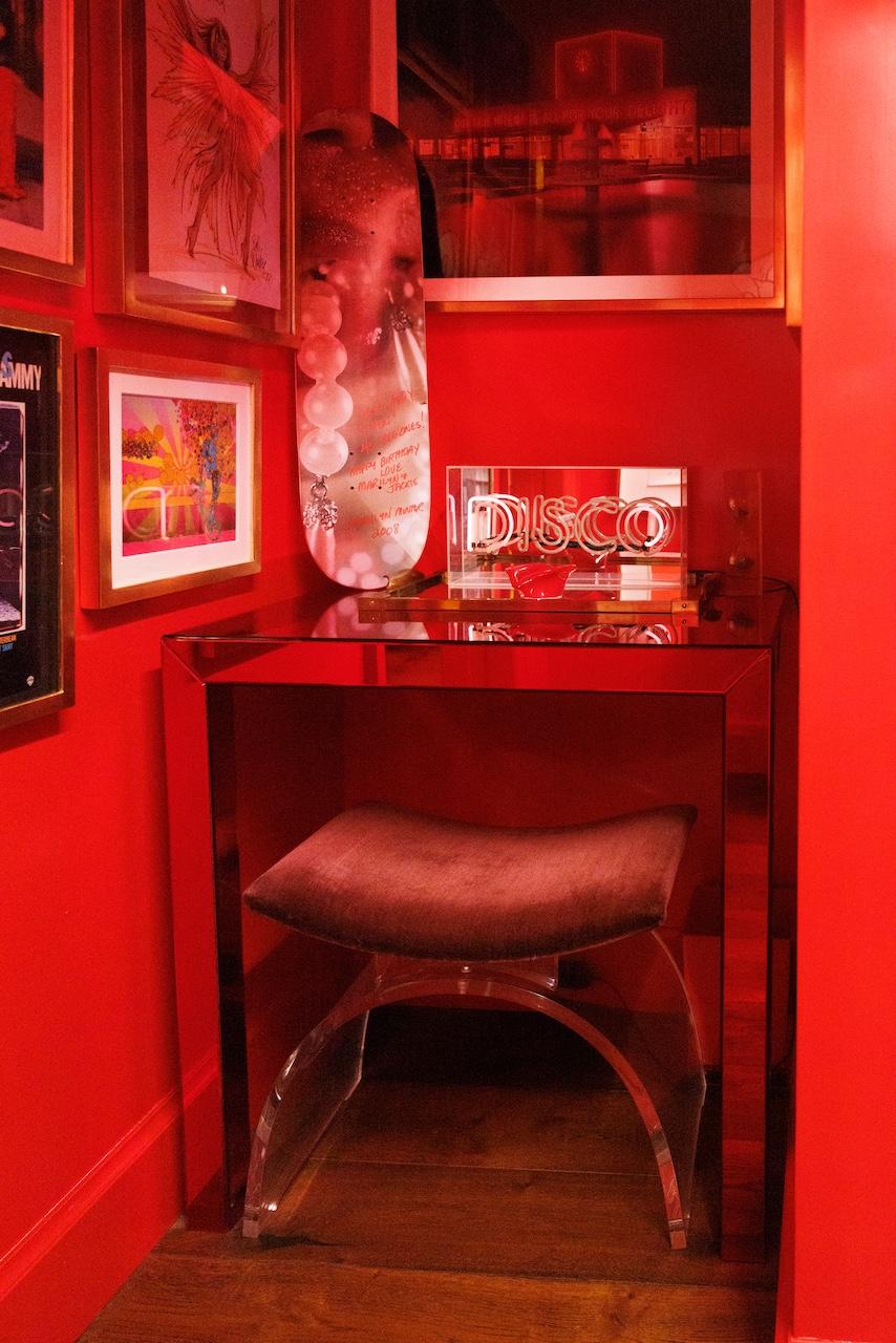 Contemporary Custom Red Mirrored Parsons Console Table, from ANDY COHEN'S Personal Collection
