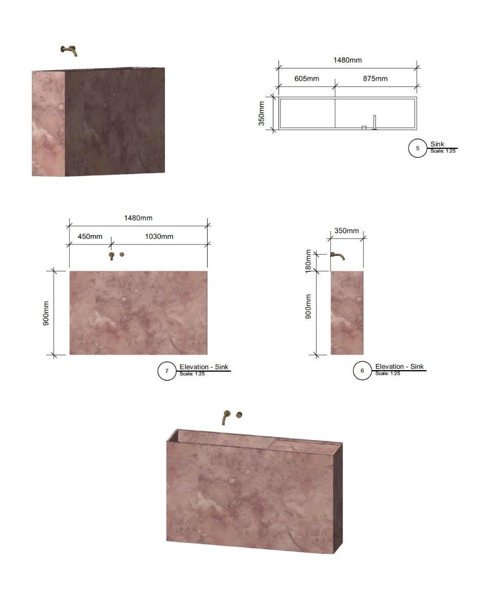 Custom Red Travertine Sink / Vanity Basin In New Condition For Sale In AMSTERDAM, NL