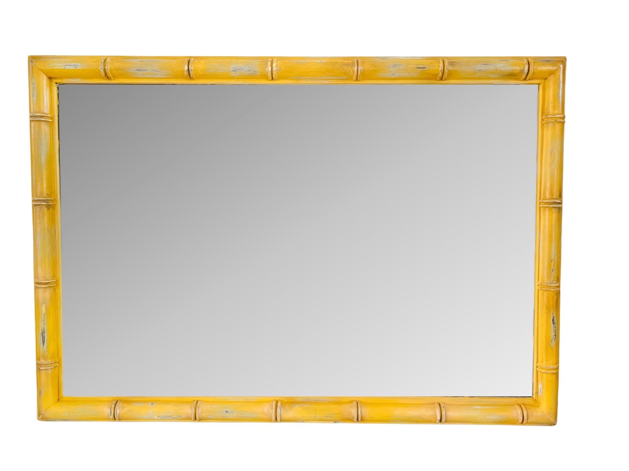 American Custom Refinished Vintage Dixie Faux Bamboo Mirror