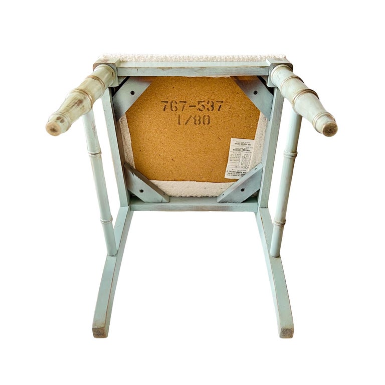 Custom Refinished Vintage Dixie Faux Bamboo Vanity Chair For Sale at