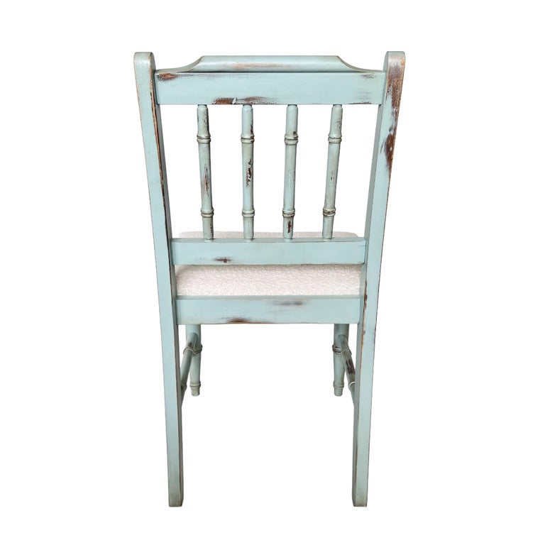 Custom Refinished Vintage Dixie Faux Bamboo Vanity Chair For Sale at 1stDibs