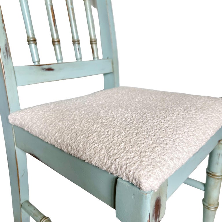 Custom Refinished Vintage Dixie Faux Bamboo Vanity Chair For Sale at 1stDibs