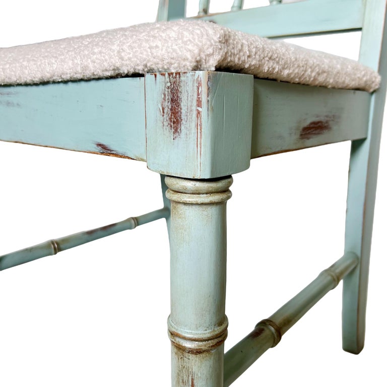 Custom Refinished Vintage Dixie Faux Bamboo Vanity Chair For Sale at 1stDibs