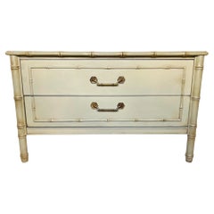 Custom Refinished Vintage Faux Bamboo Two-Drawer Low Chest