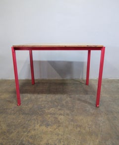 Custom Refurbished Hot Pink Steel Work Table