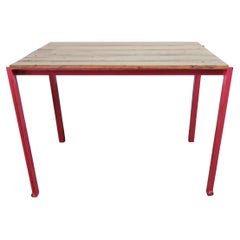 Custom Refurbished Hot Pink Steel Work Table