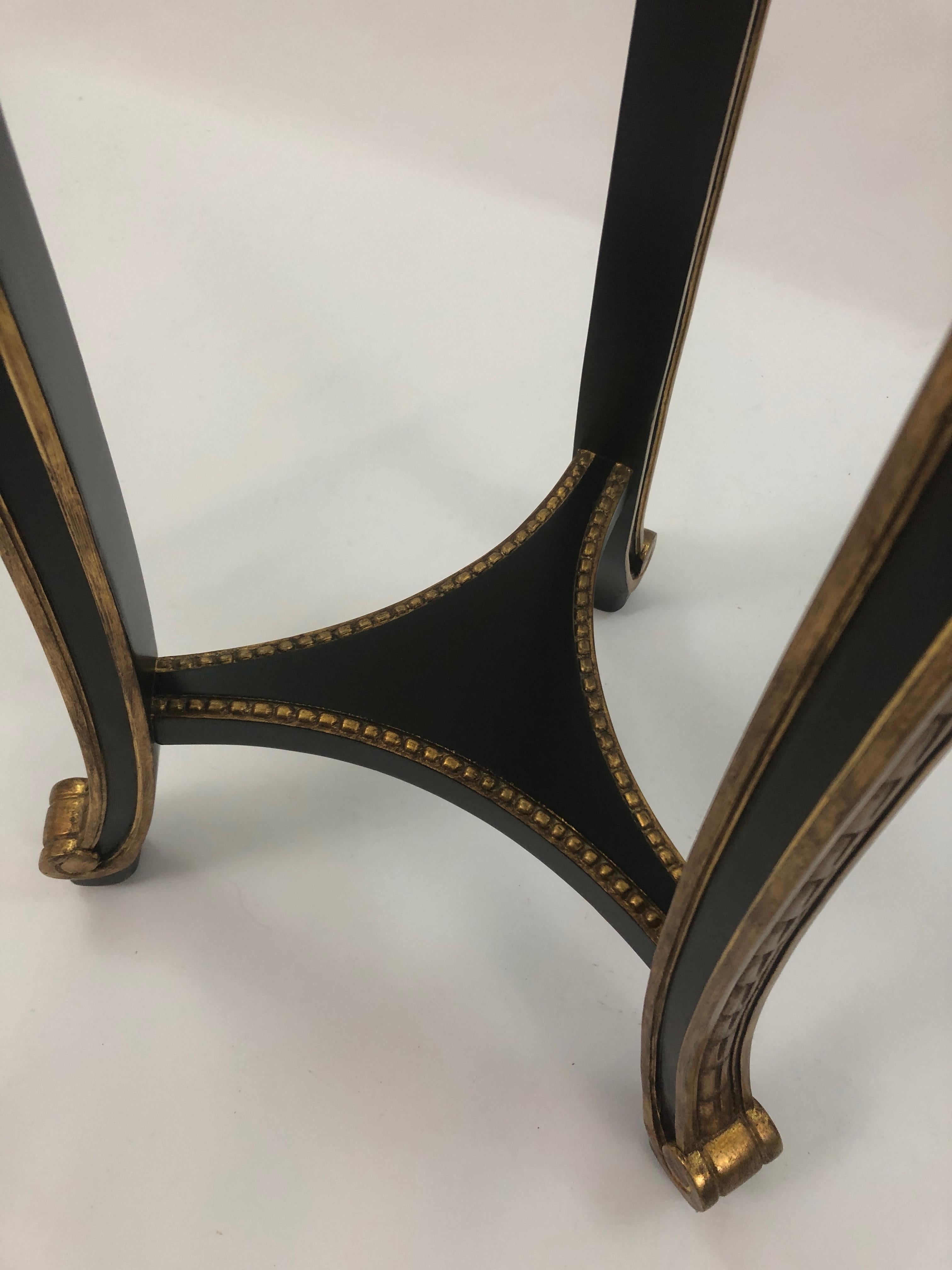 Late 20th Century Custom Regency Ebonized and Gilded Plant Stand with Marble Top