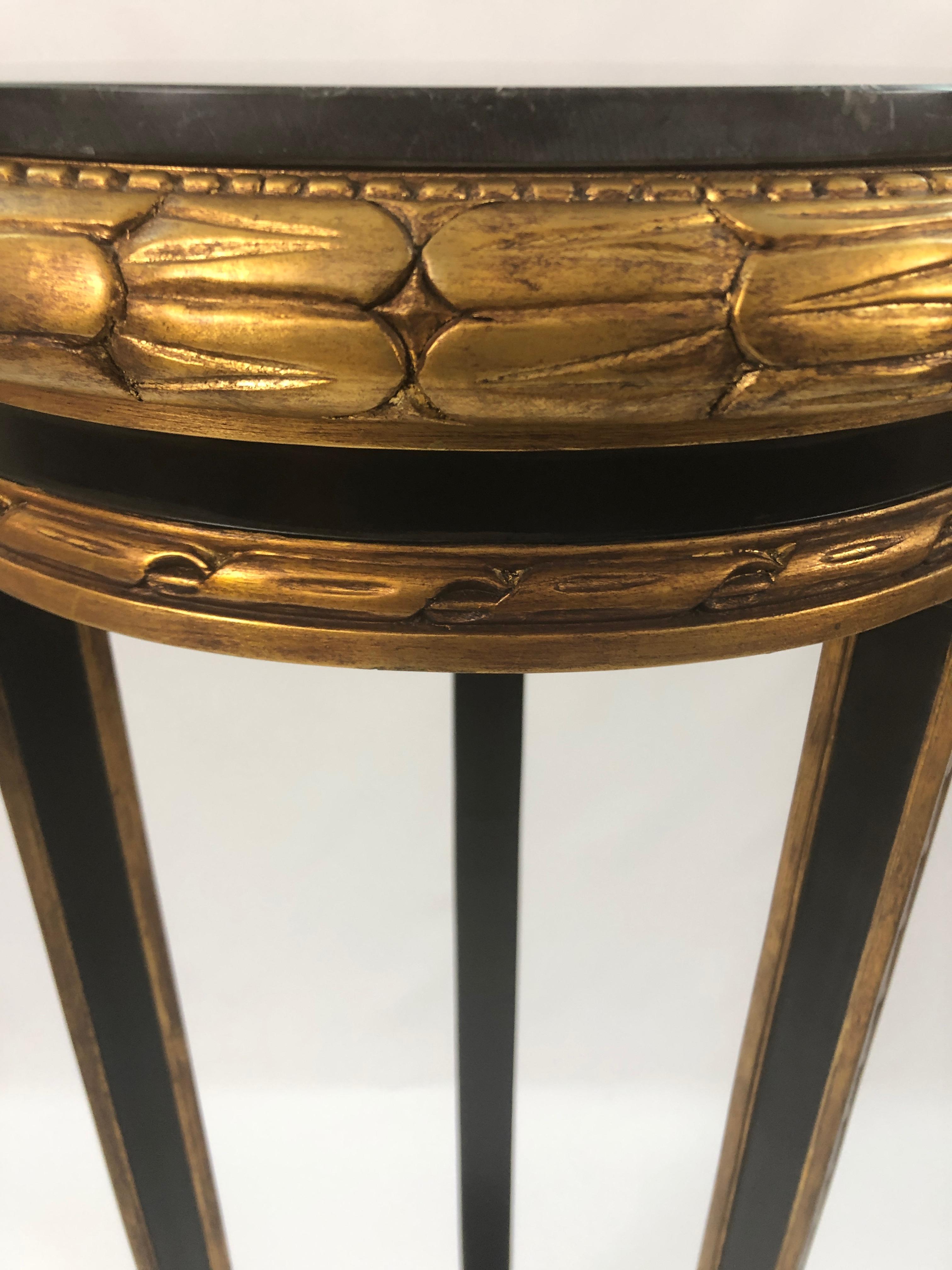 Custom Regency Ebonized and Gilded Plant Stand with Marble Top 1