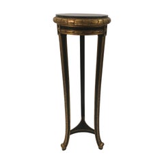 Retro Custom Regency Ebonized and Gilded Plant Stand with Marble Top