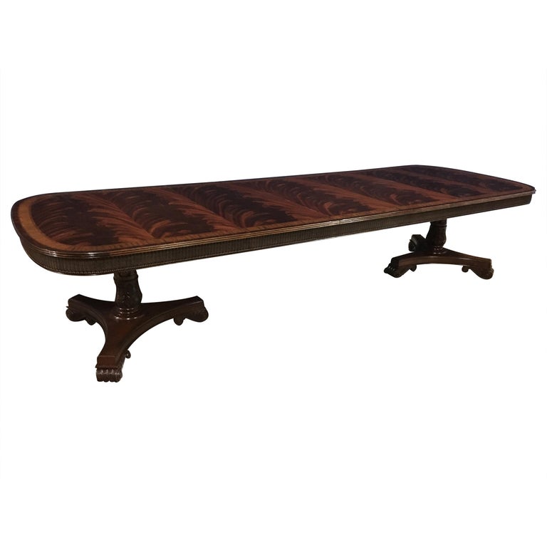 Custom Regency Style Mahogany Dining Table by Leighton Hall For Sale