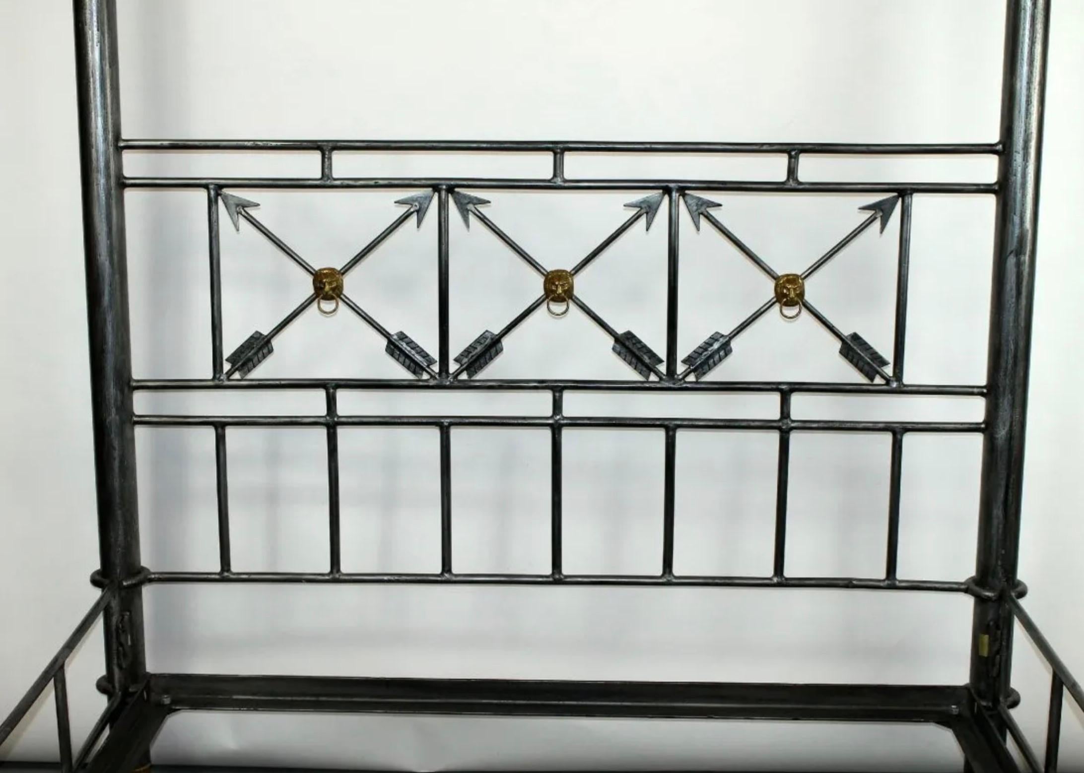 American Custom Regency Style Metal and Brass Bed For Sale