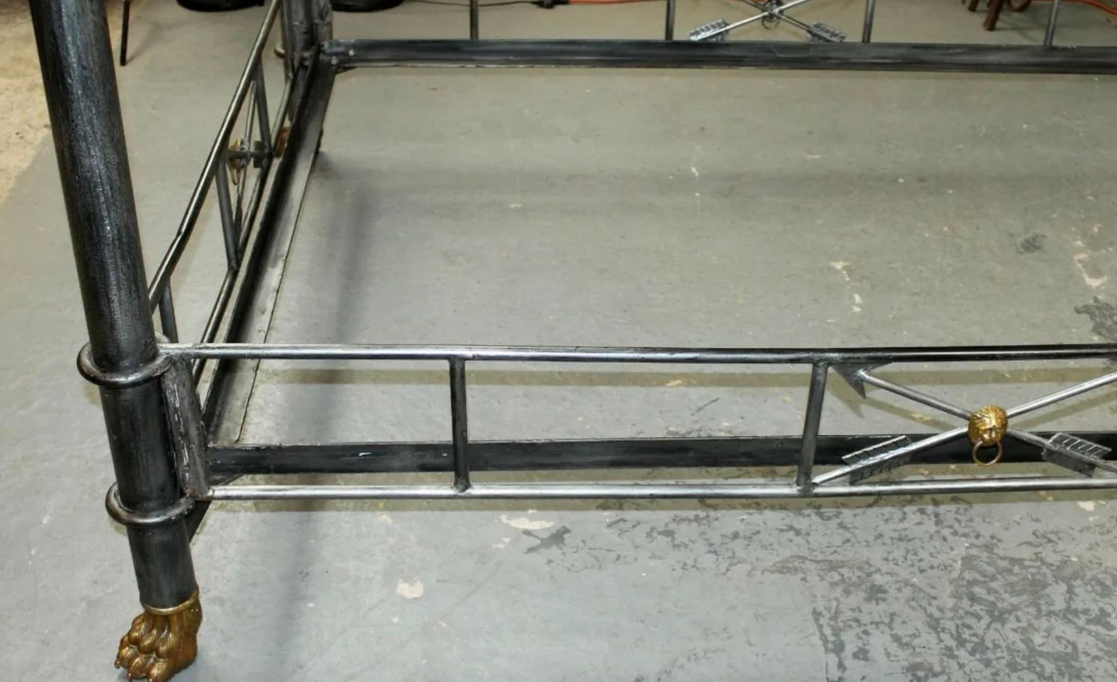 American Custom Regency Style Metal and Brass Bed