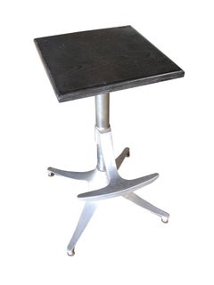 Custom Repurposed Mid Century Bar Stool w/ Teak Seat, Pair