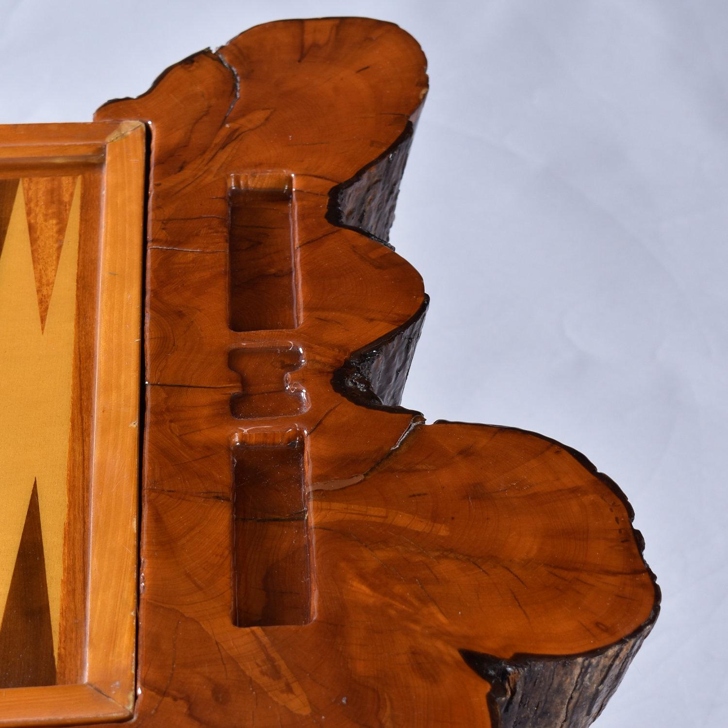 Custom Reversible Chess and Backgammon Live Edge Game Table on Tulip Base For Sale 7