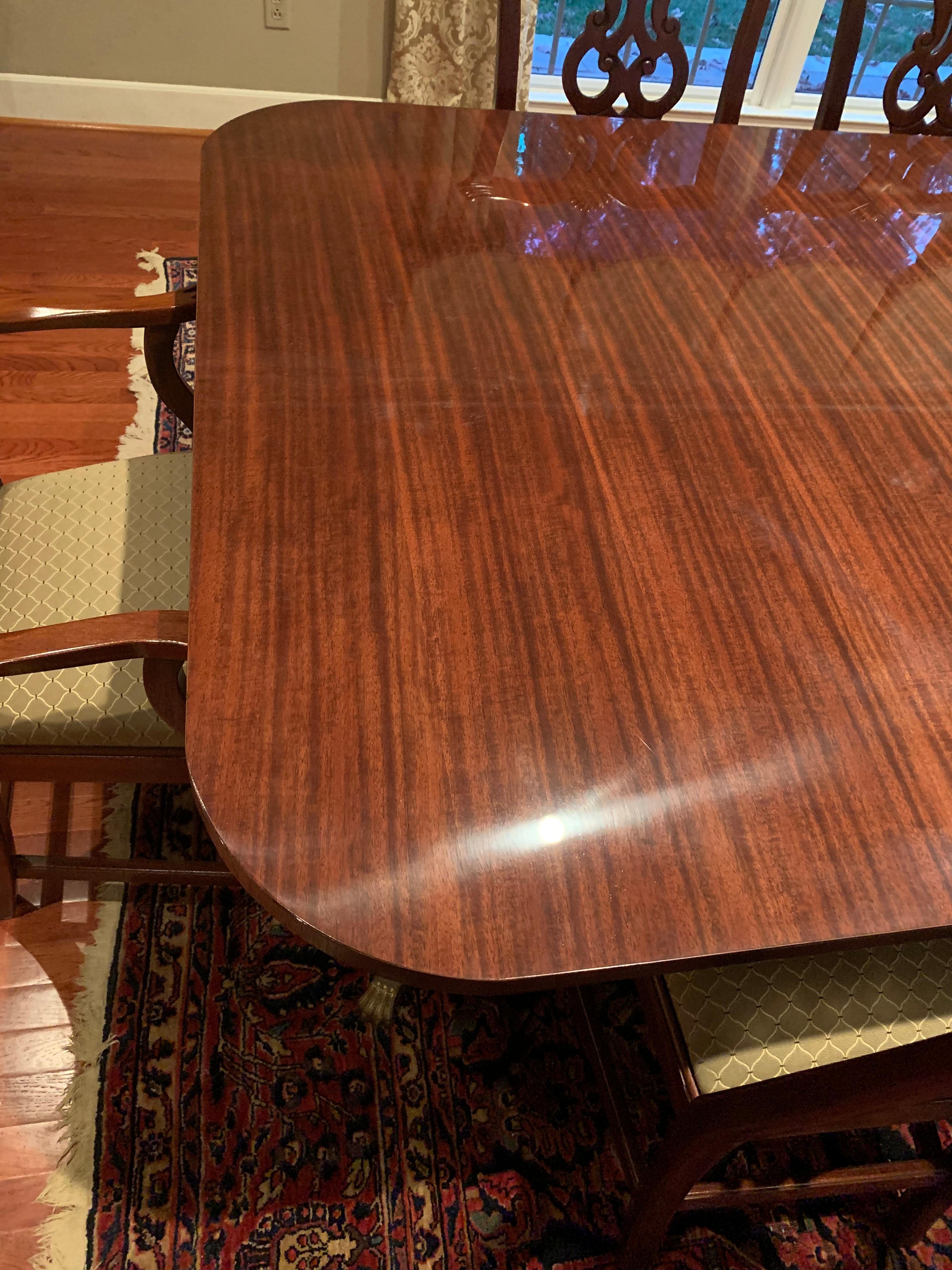 Custom Traditional Ribbon Mahogany Georgian Style Dining Table by Leighton Hall For Sale 3