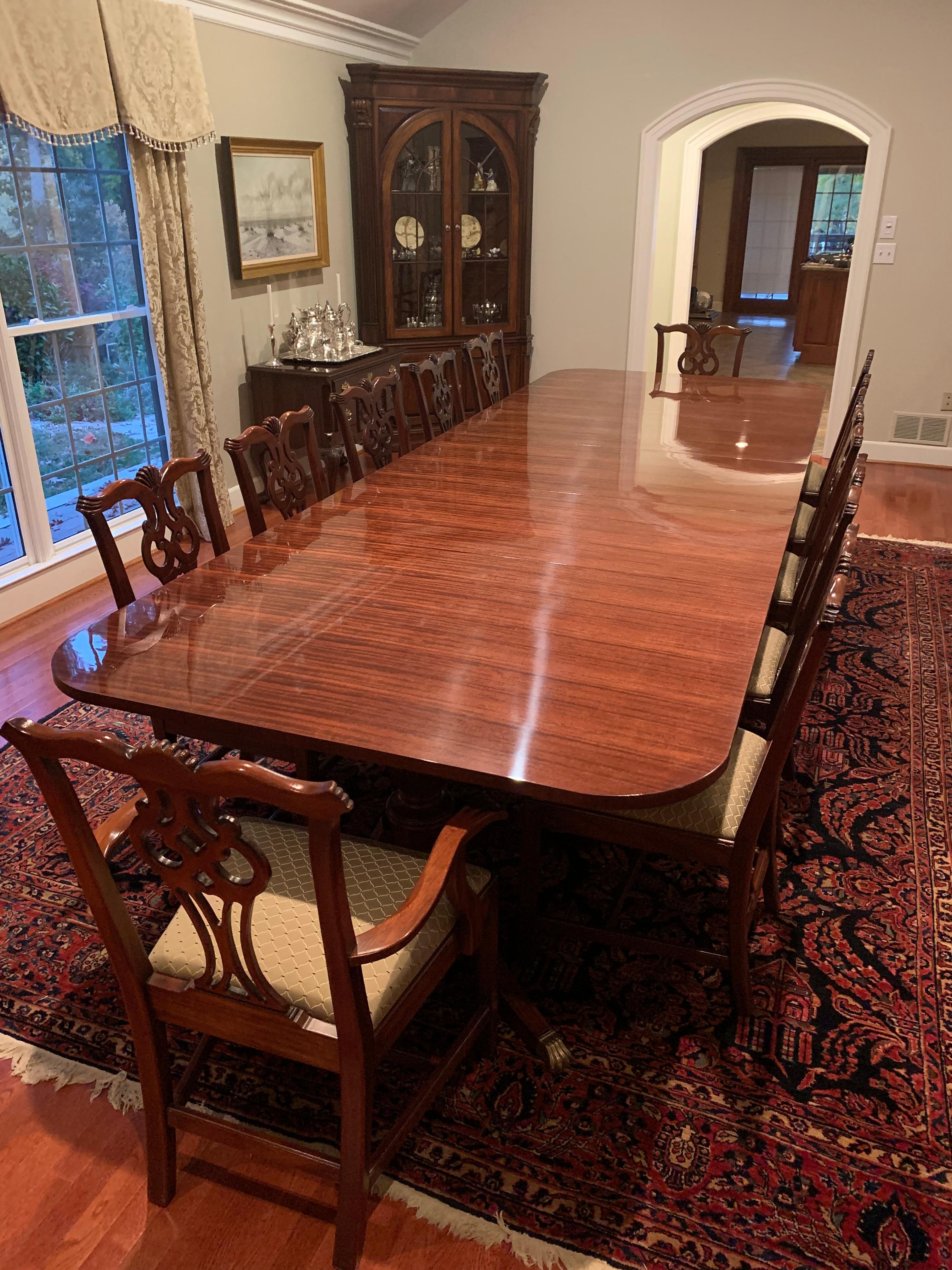 Custom Traditional Ribbon Mahogany Georgian Style Dining Table by Leighton Hall For Sale 2