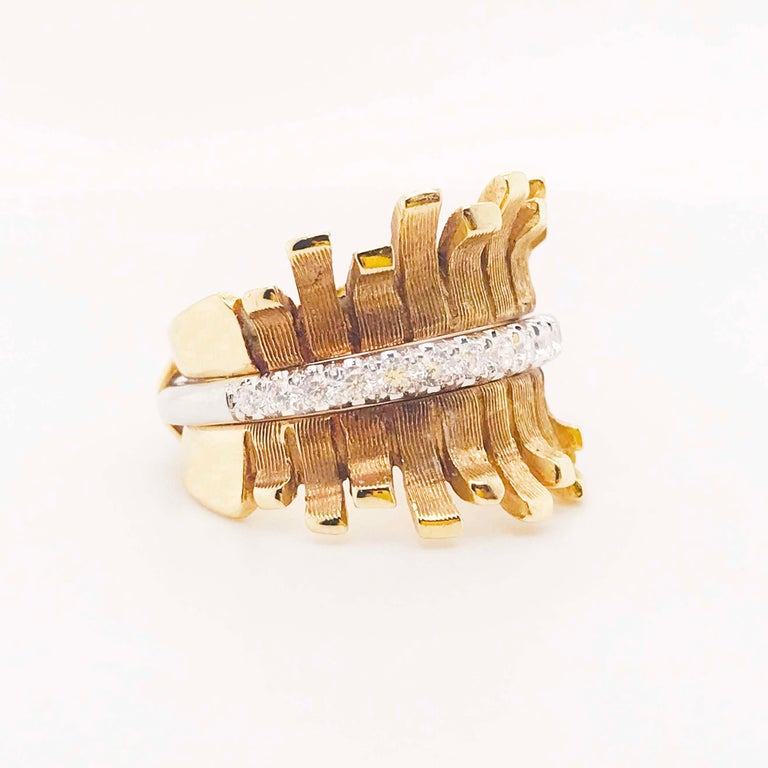 Custom Ring Guard 14 Karat Yellow Gold Organic Ring Enhancer with