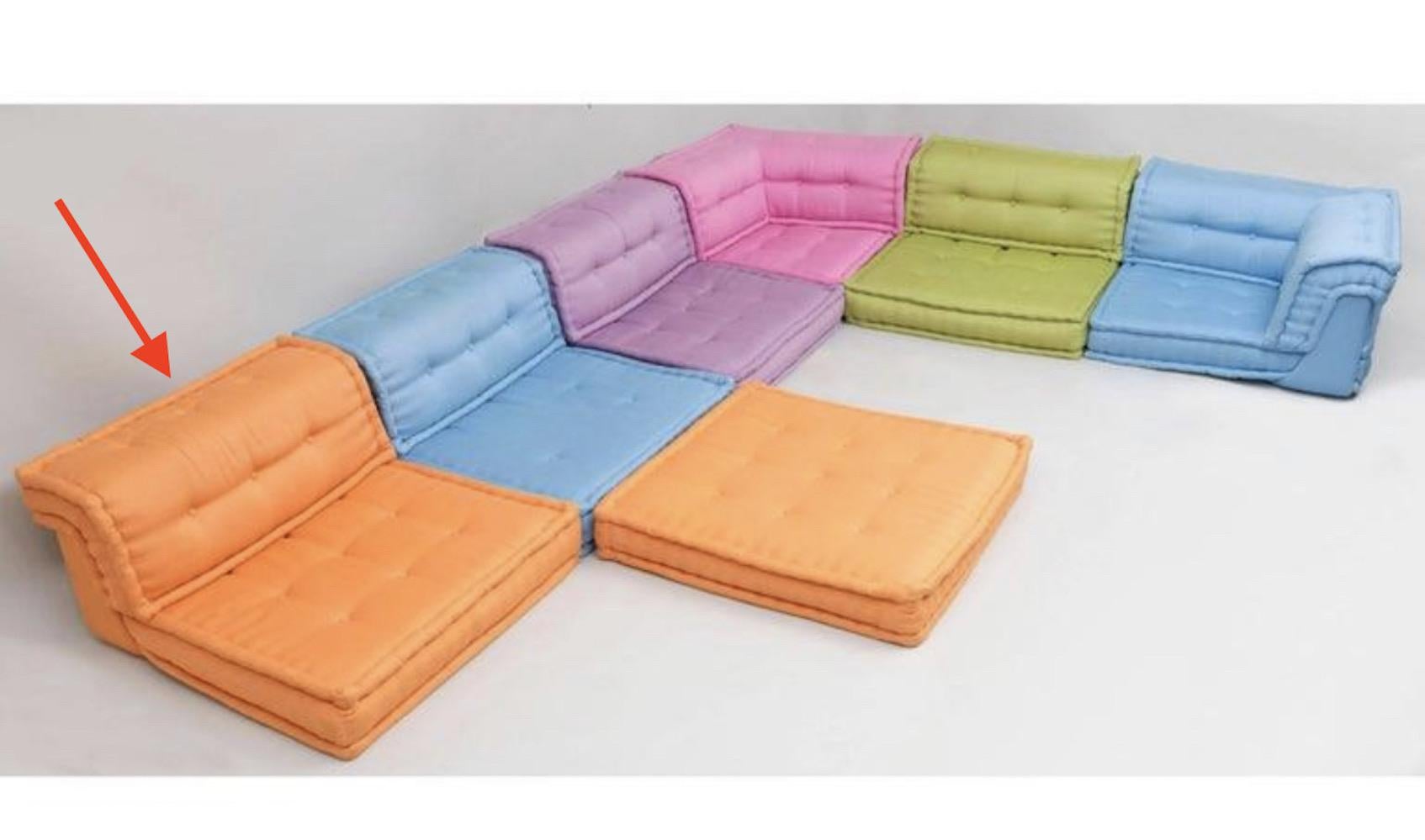 Custom Roche Bobois Mah Jong Orange Lounge Chair Set, Hans Hopfer, Italy In Good Condition For Sale In Brooklyn, NY