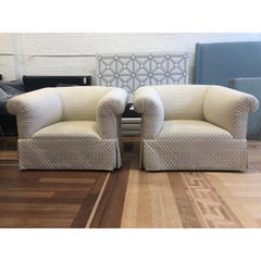 Custom Rolled Arm Swivel Chairs, a Pair