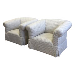 Custom Rolled Arm Swivel Chairs, a Pair