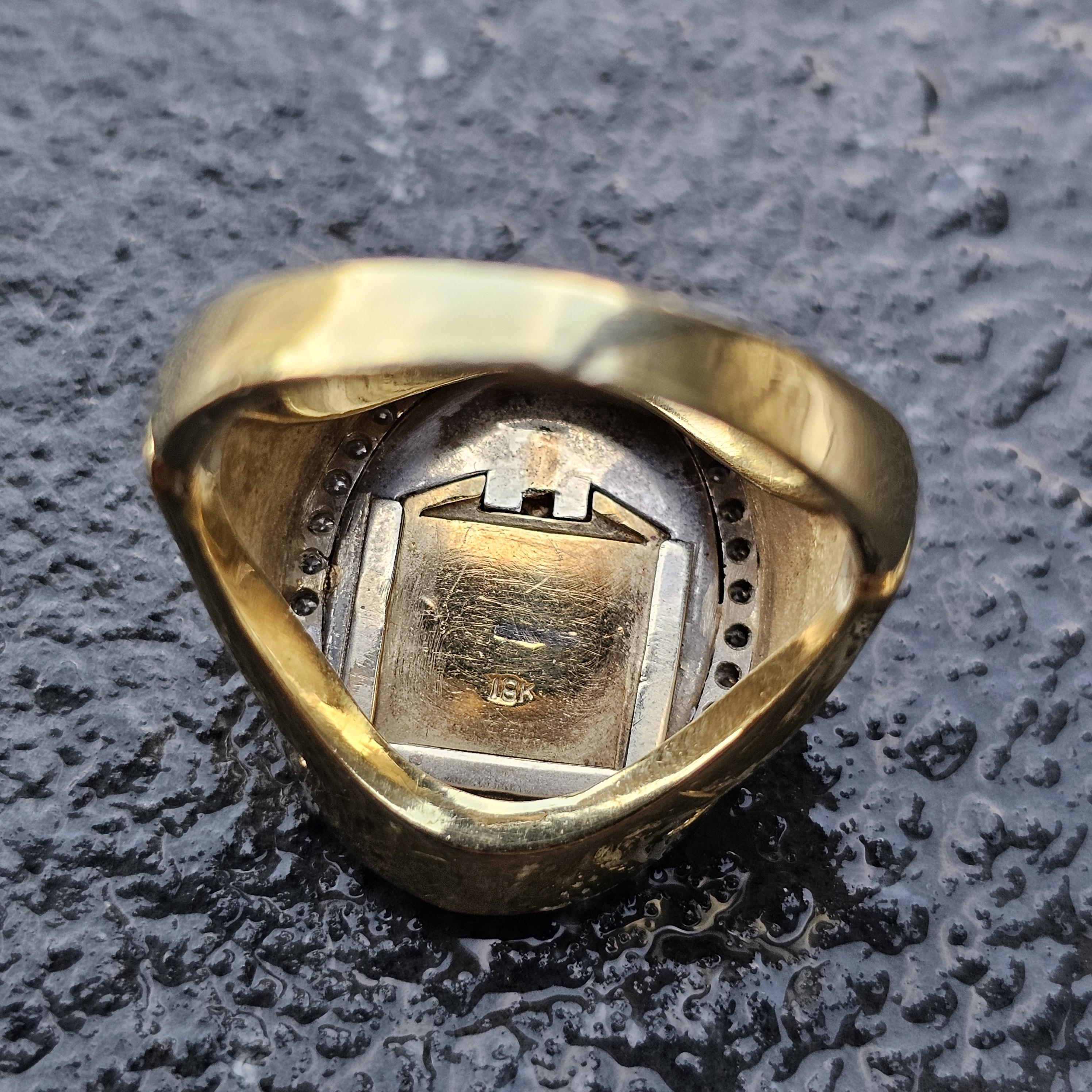 Custom Rolls Royce Car Diamond Mens ring 18k Yellow White Gold sz 12.5 17.3g 3D For Sale 5