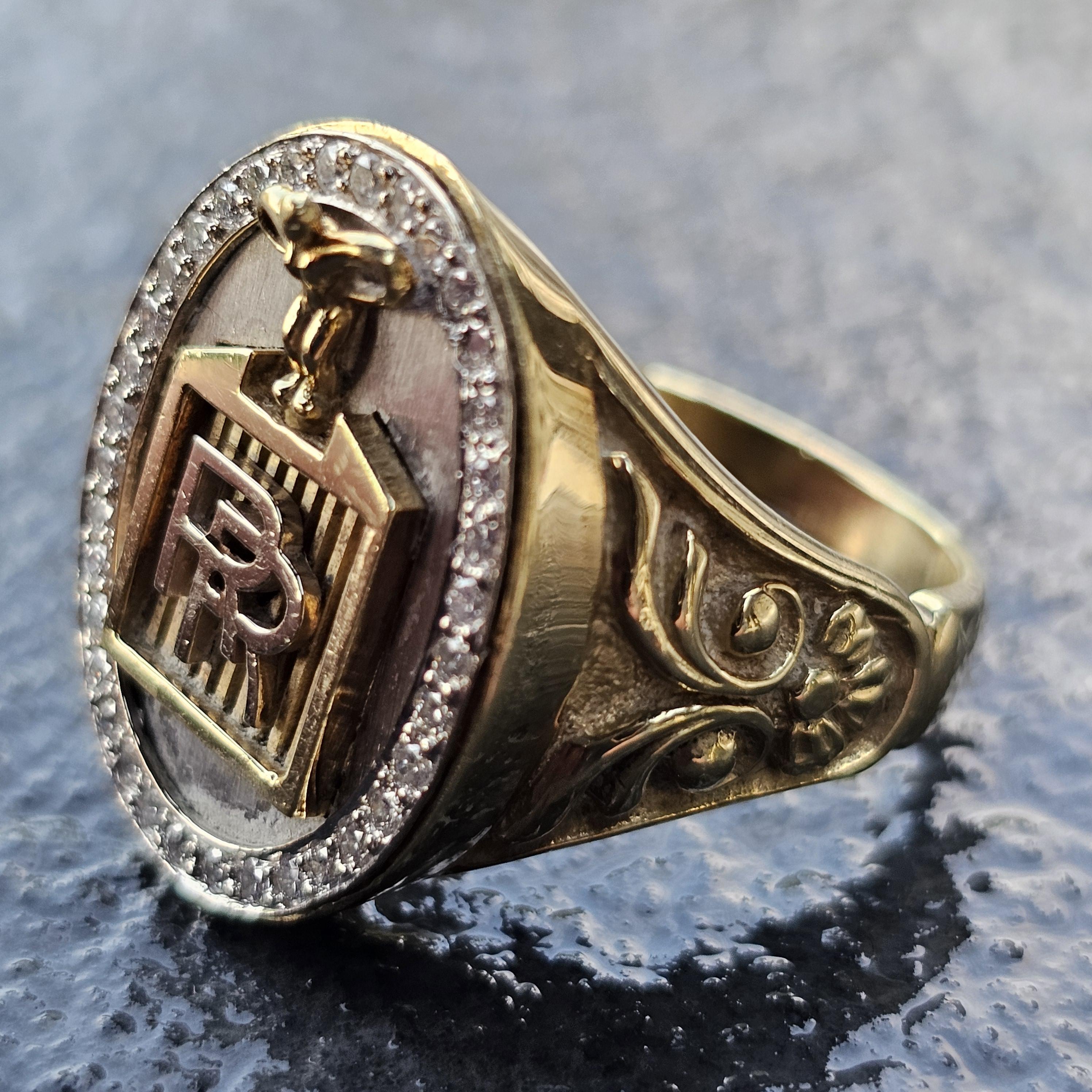 Custom Rolls Royce Car Diamond Mens ring 18k Yellow White Gold sz 12.5 17.3g 3D For Sale 4