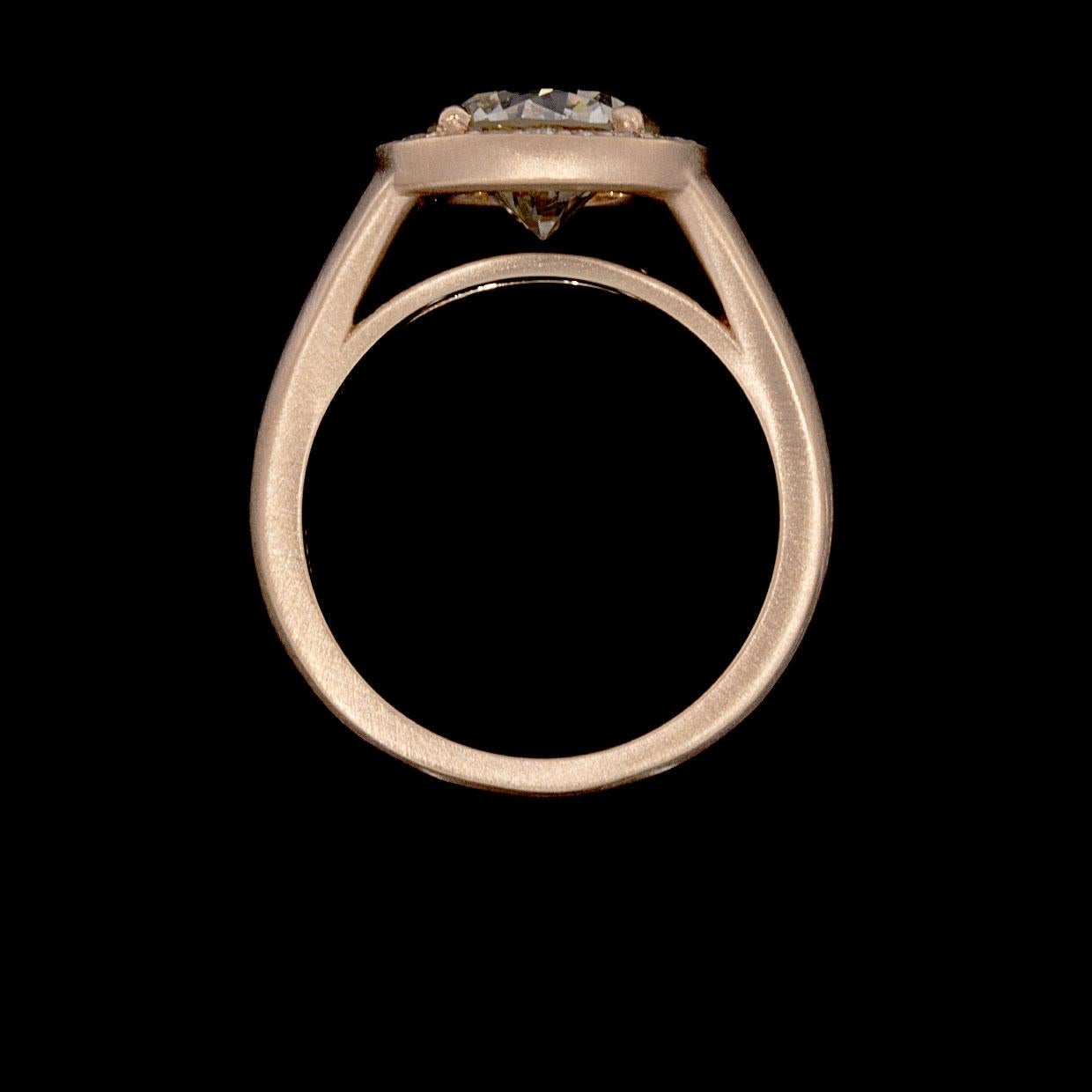 Custom Rose Gold GIA Certified Round Diamond Halo Engagement Ring In New Condition For Sale In Columbia, MO